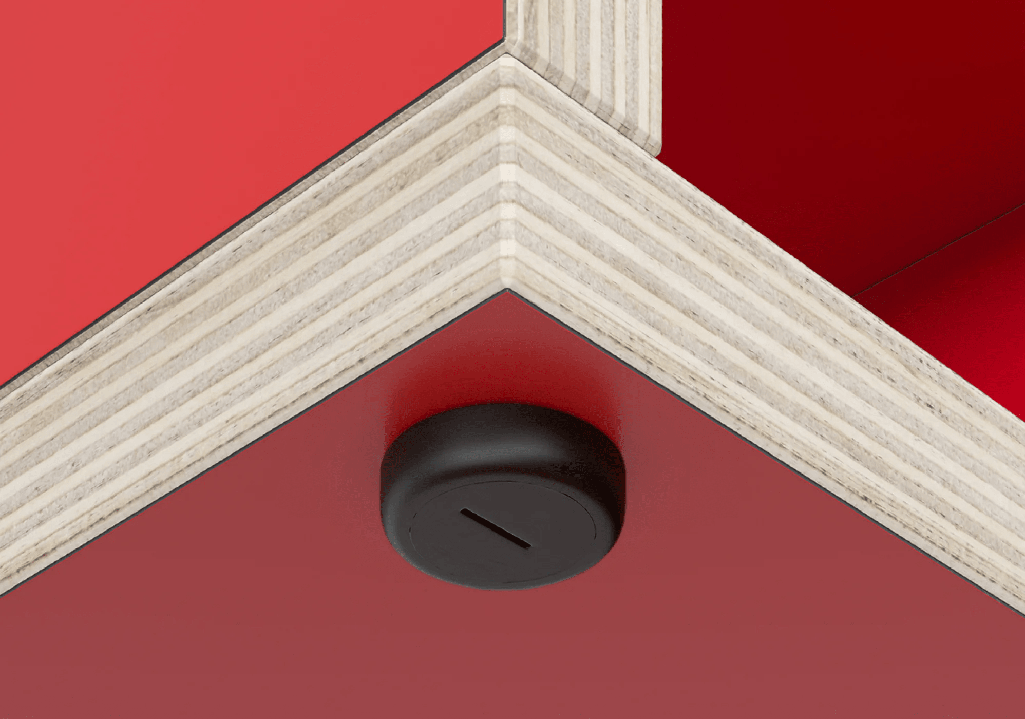Gran Contrachapado en Rojo Clásico Mesita de Noche con Puertas, Paneles Traseros y Plinto madera contrachapada - 58x93x40cm 4