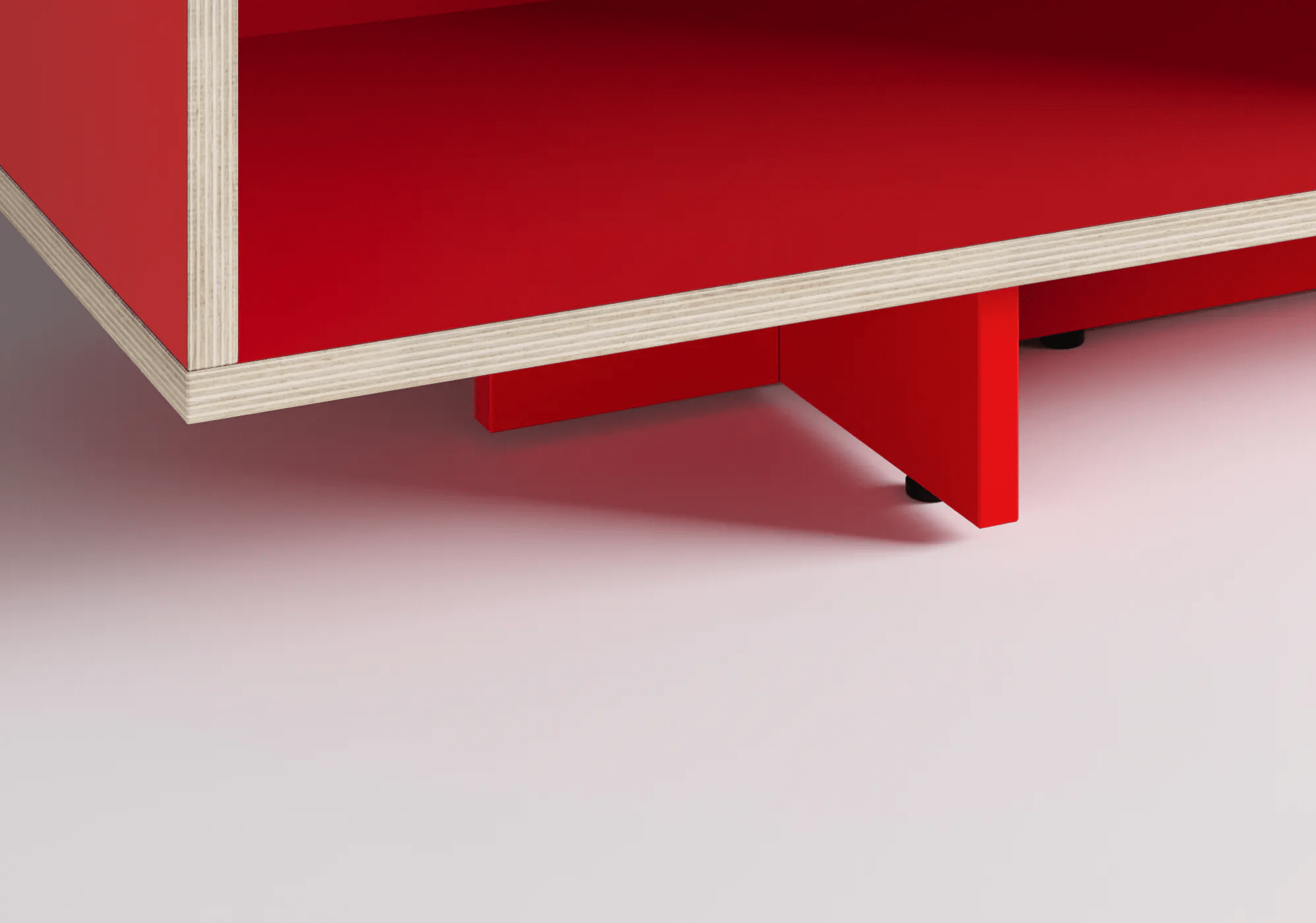 Bedside Table in Red with Doors and Backpanels 5