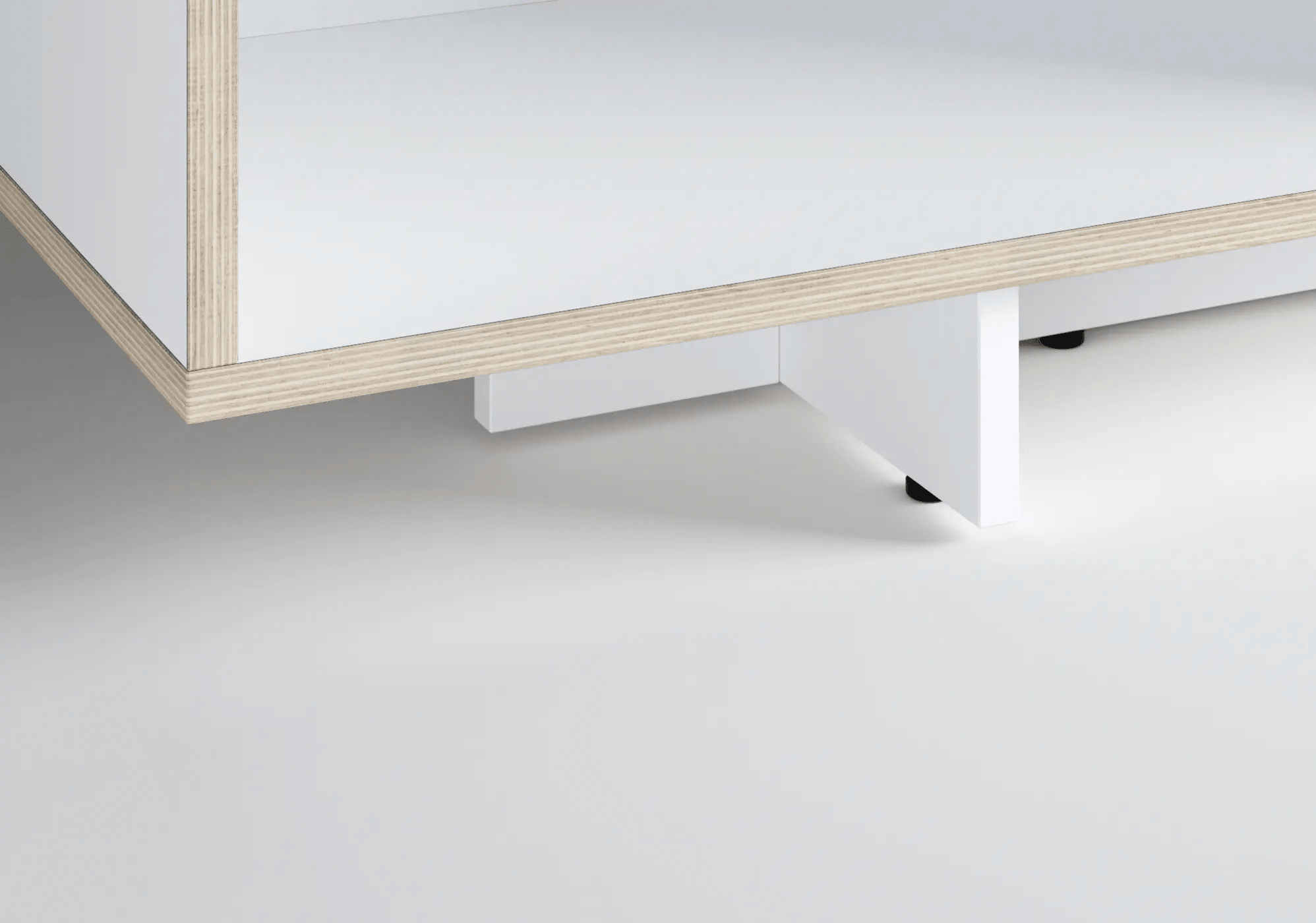 Stor Vit Plywood Nattduksbord med Lådor och Sockel plywood - 62x63x40cm 5