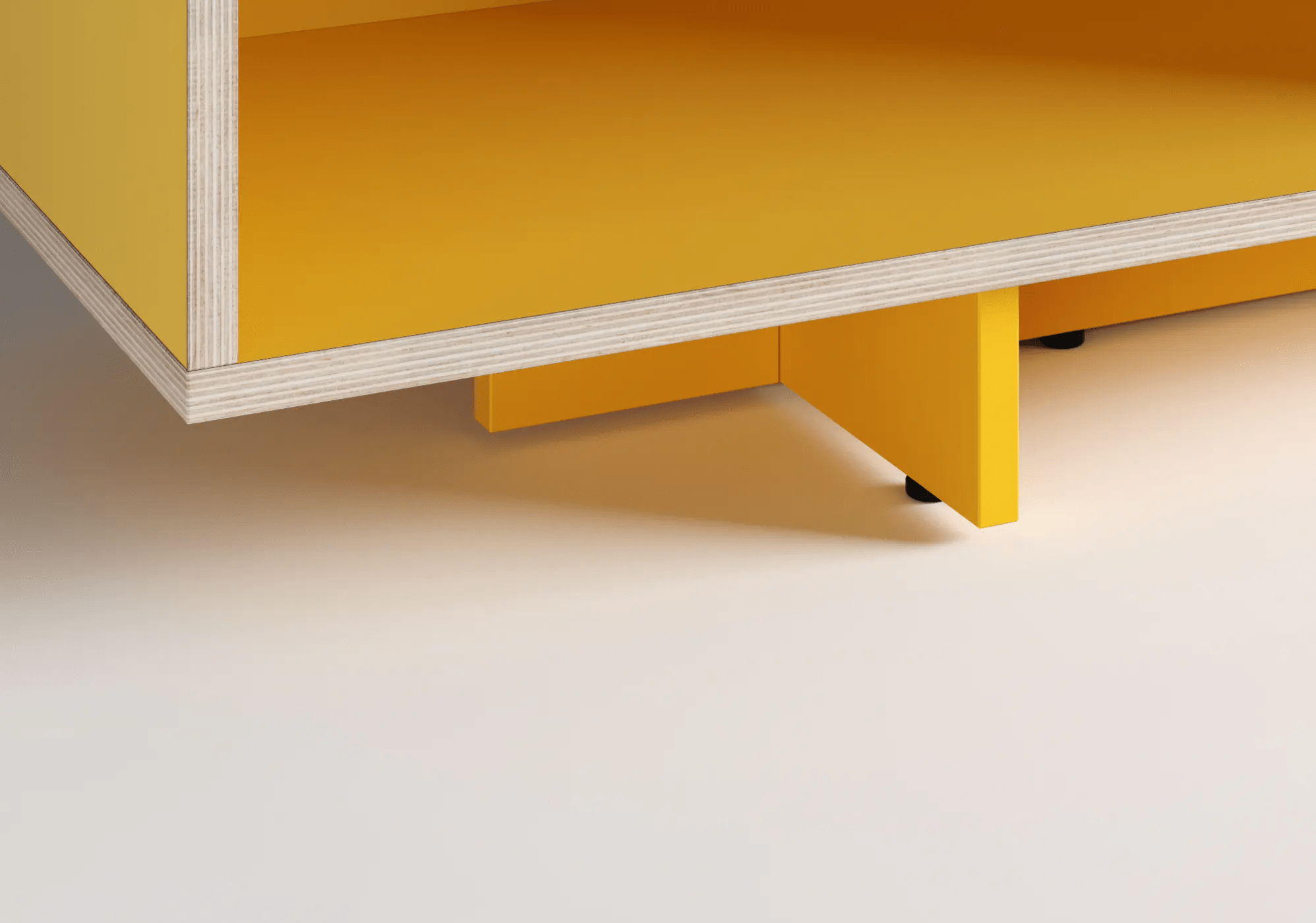 Grosser Gelbe Multiplexplatte Nachttisch mit Schubladen und Sockel multiplexplatten - 70x83x40cm 5