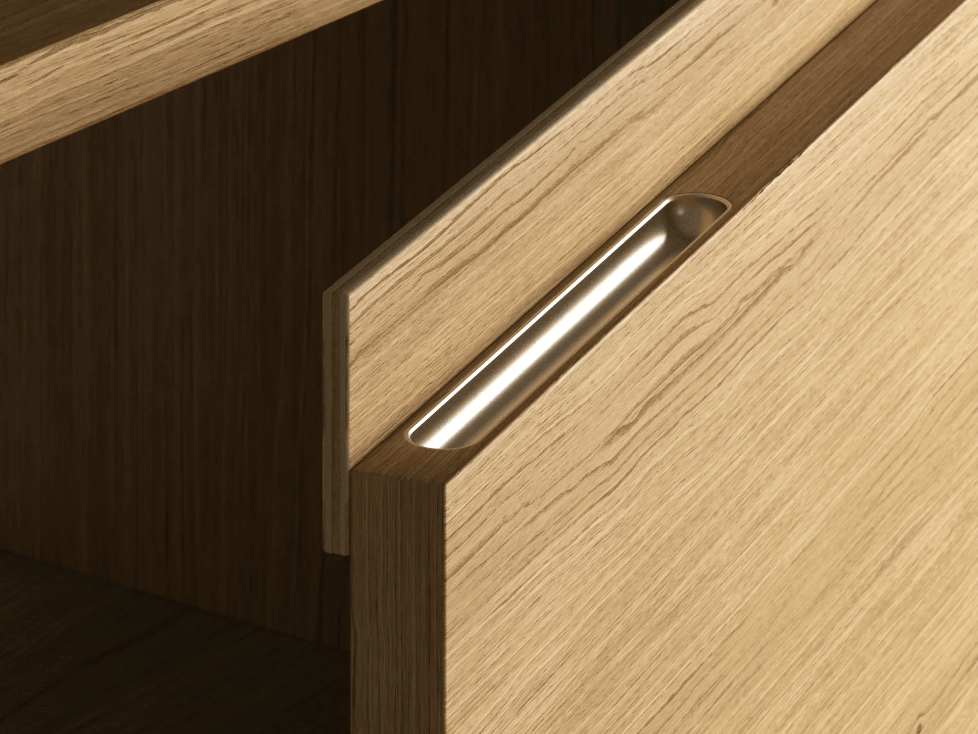 Bedside Table in Oak with Drawers and Backpanels 7