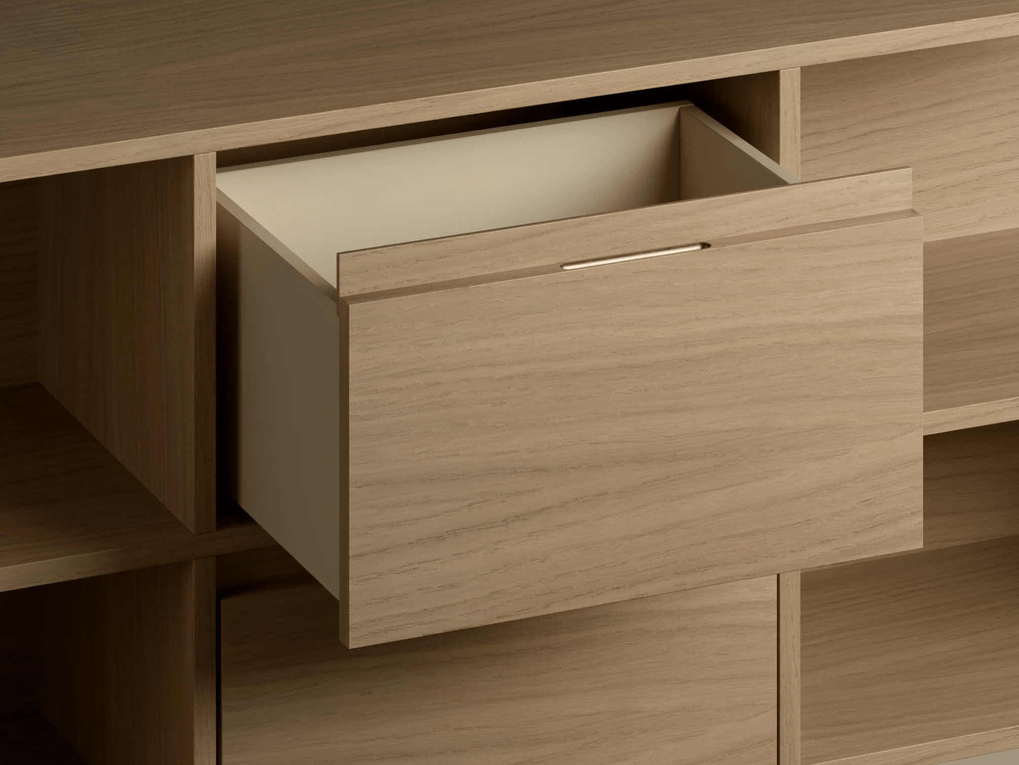 Bedside Table in Oak with Drawers and Plinth 8