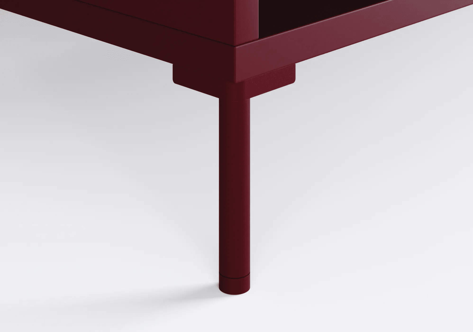 Duży burgundowy stolik nocny z szufladami, panelami tylnymi oraz nóżkami - 78x53x40cm 8