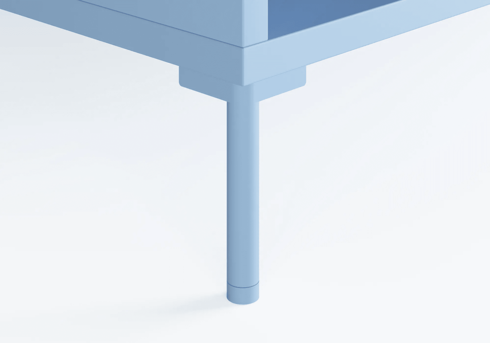 Bedside Table in Blue with Backpanels and Legs 8