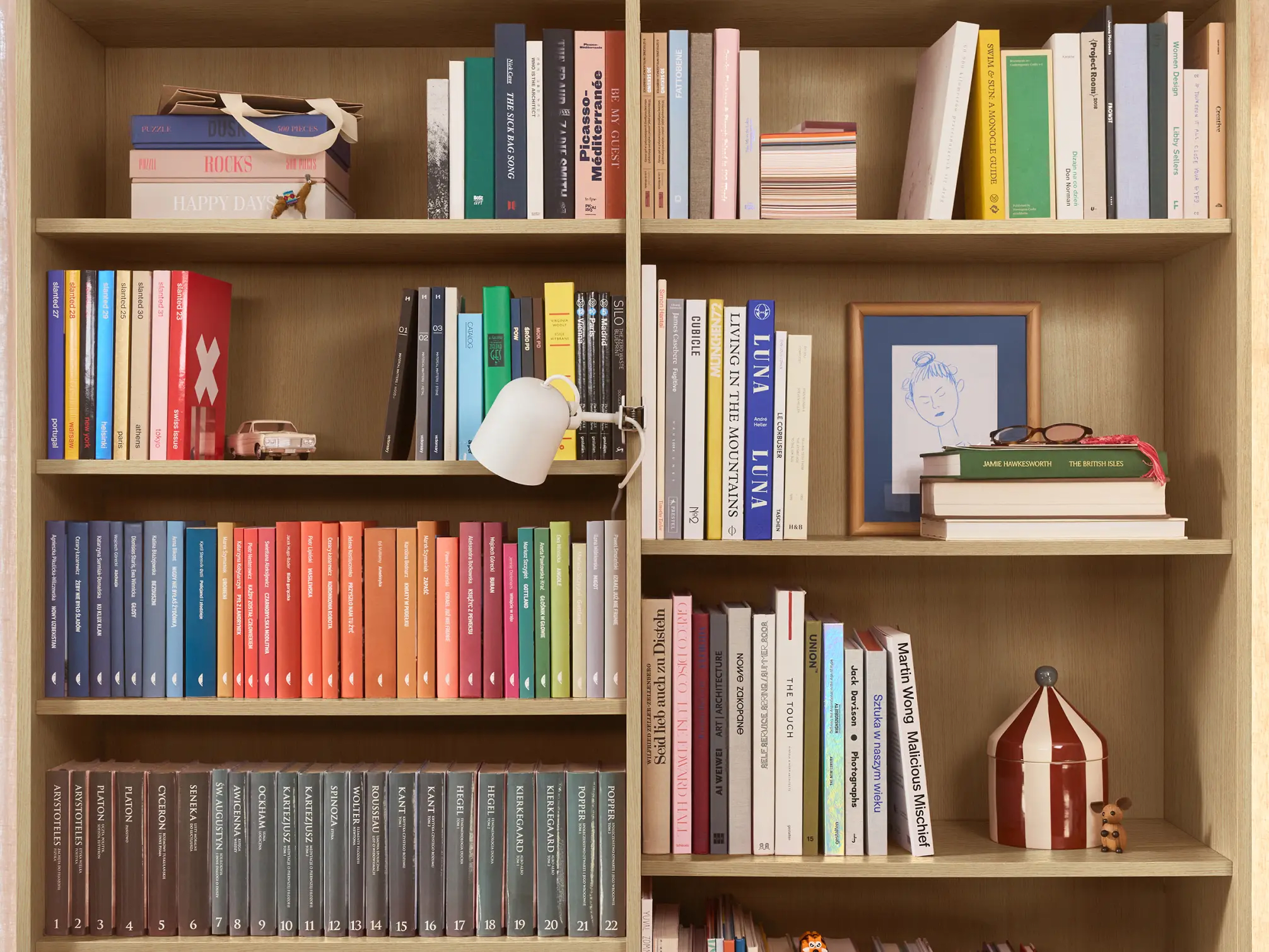 Bookcase in Light Wood Effect with External Drawers 2