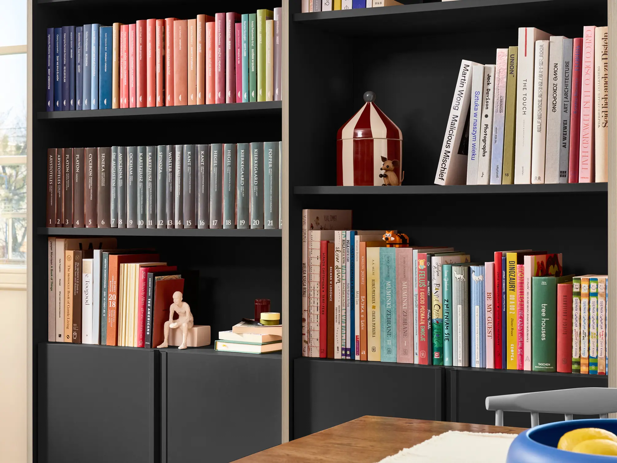 Bookcase in Black with External Drawers 2