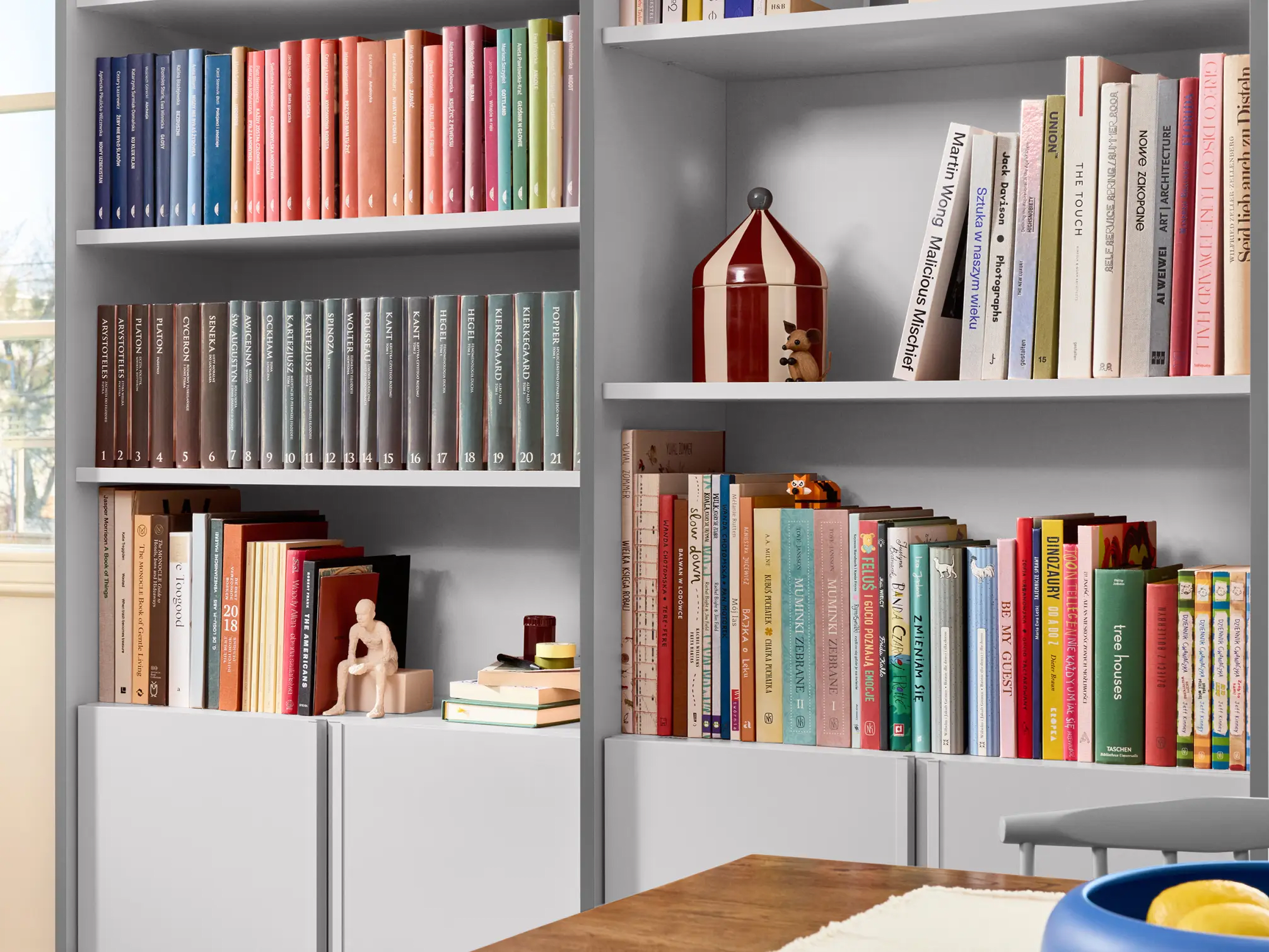 Bookcase in Grey with External Drawers 2