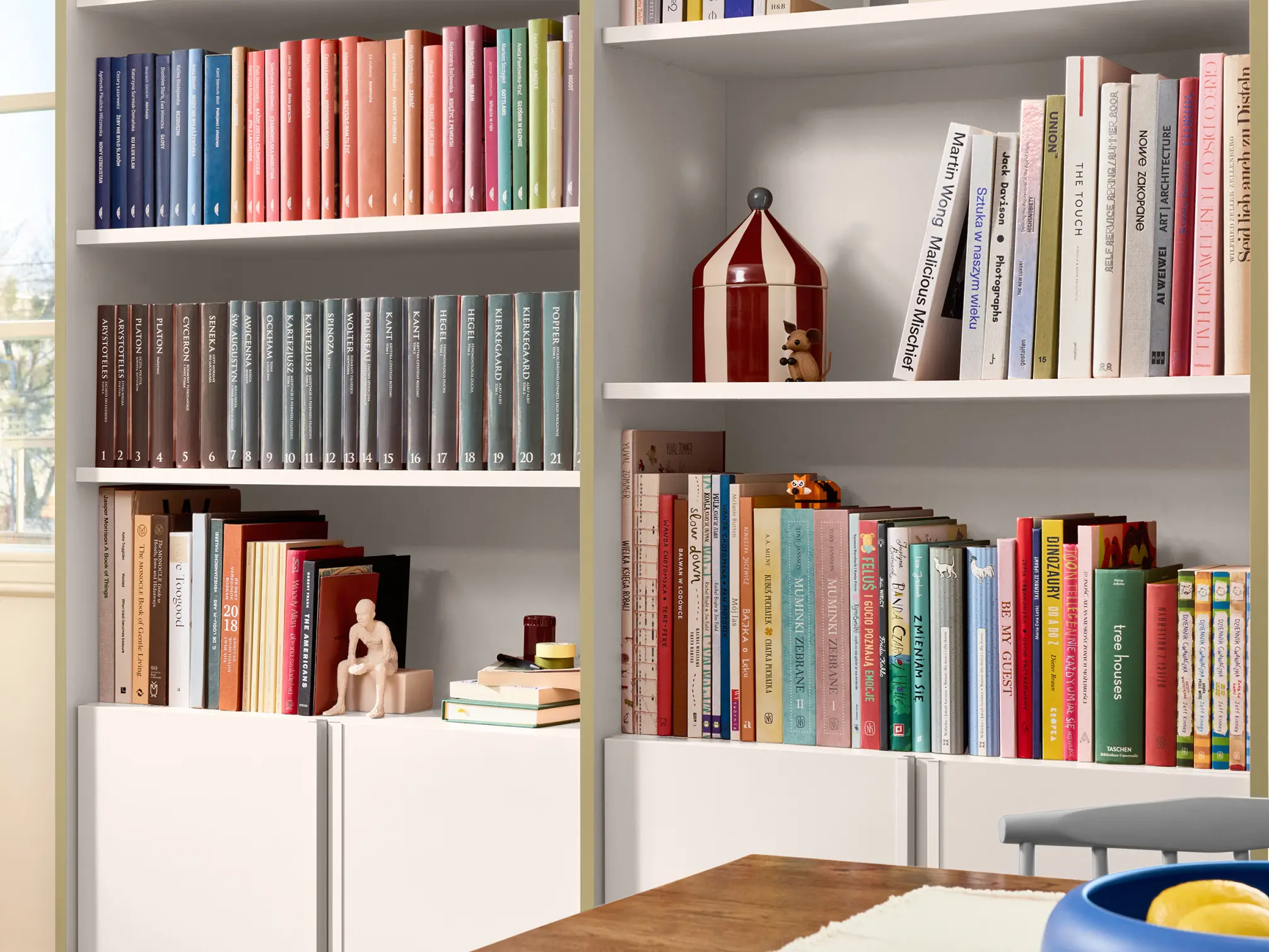 Bookcase in Sand and Yellow with External Drawers 2