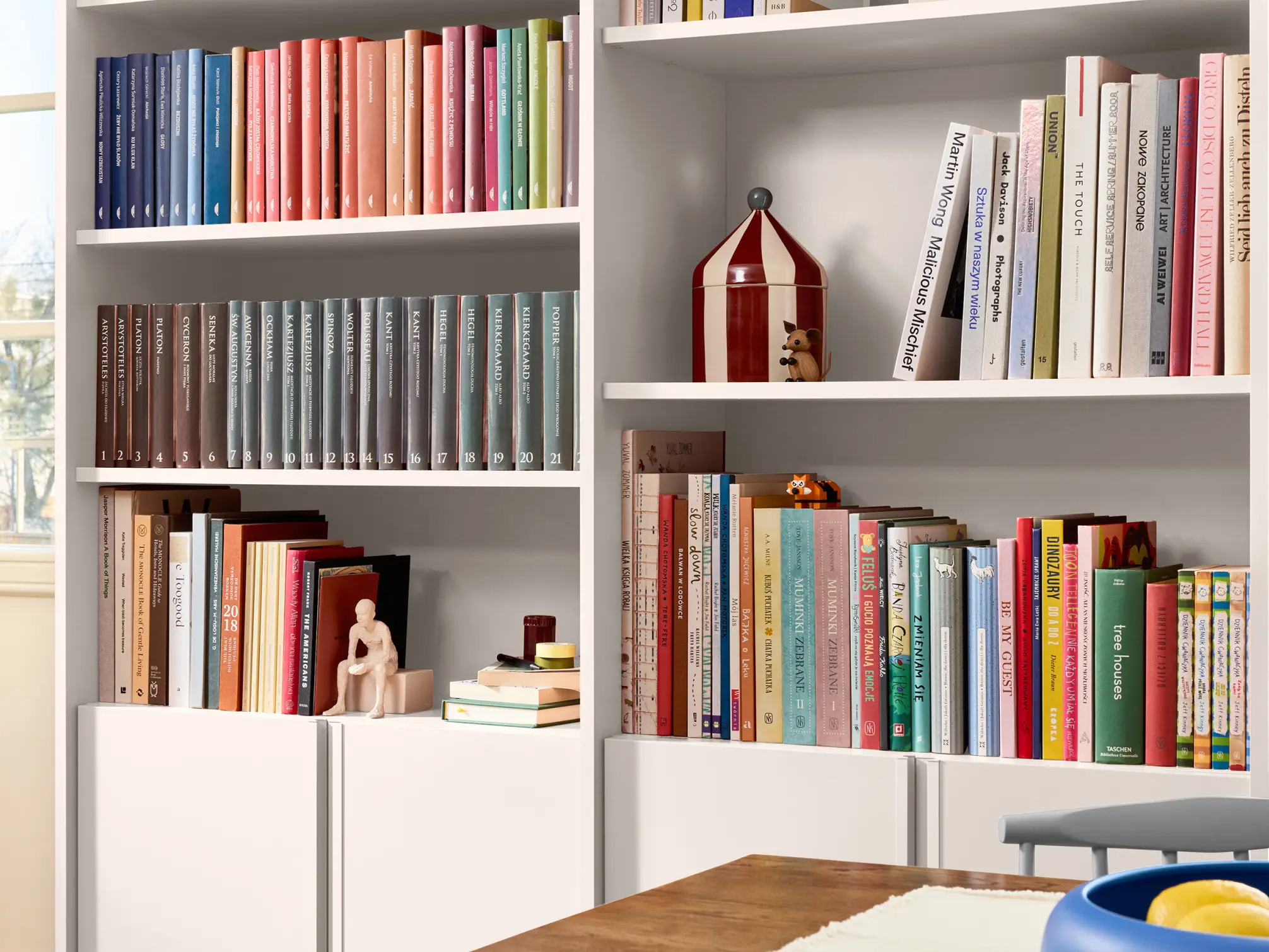 Bookcase in Sand with External Drawers 2