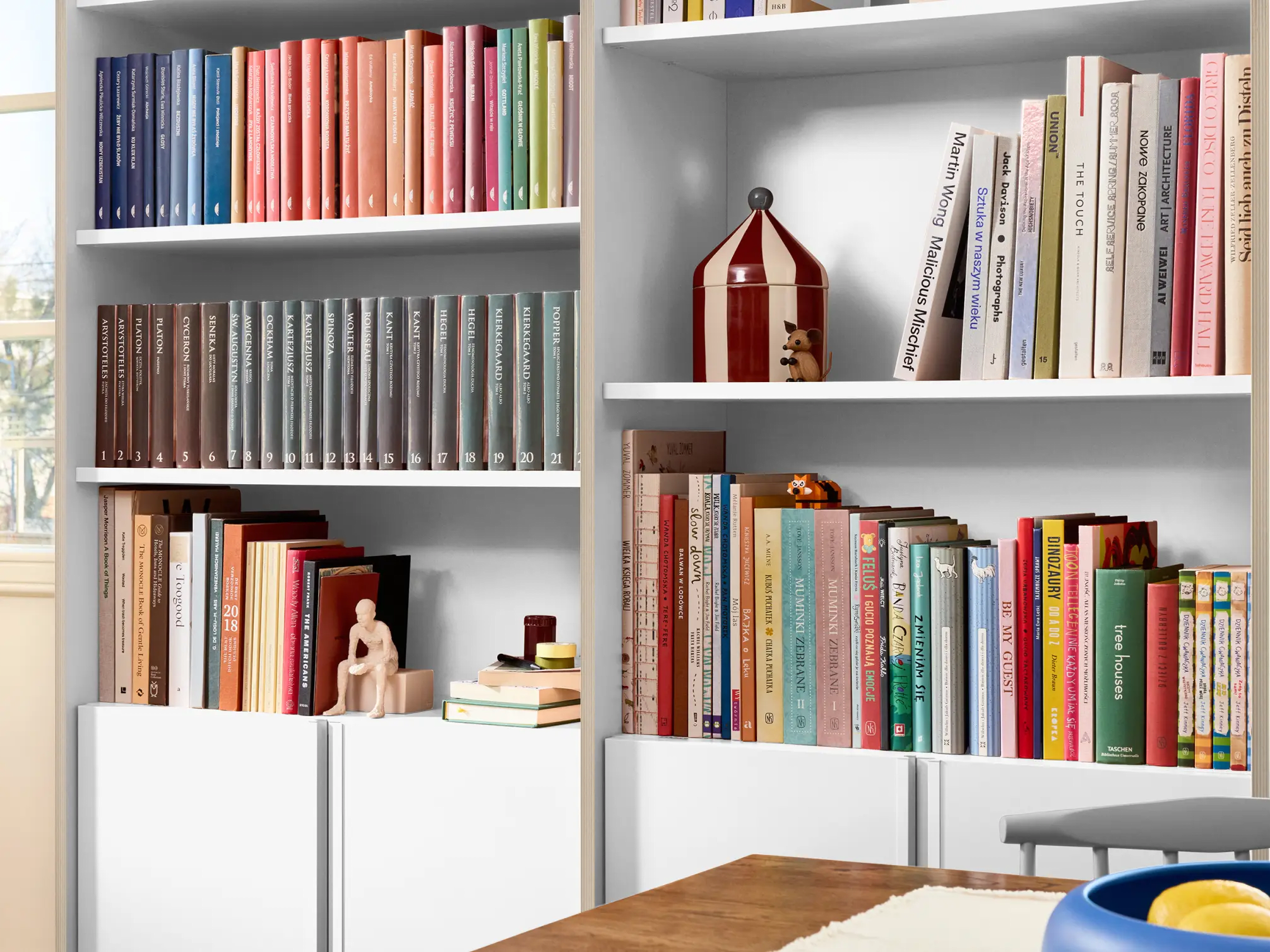 Bookcase in White with External Drawers 2