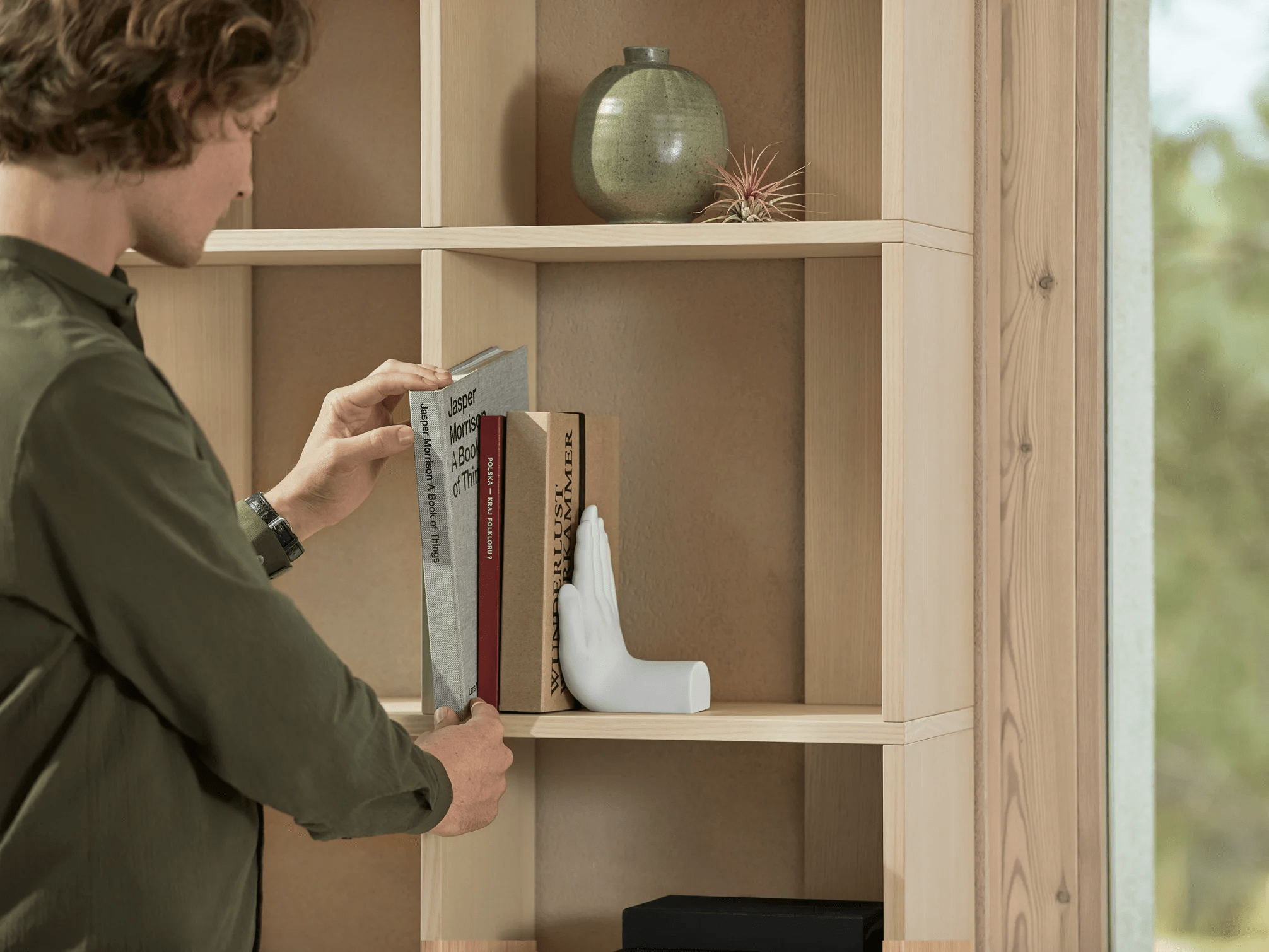 Bookcase in White Oak with Doors and Backpanels 3