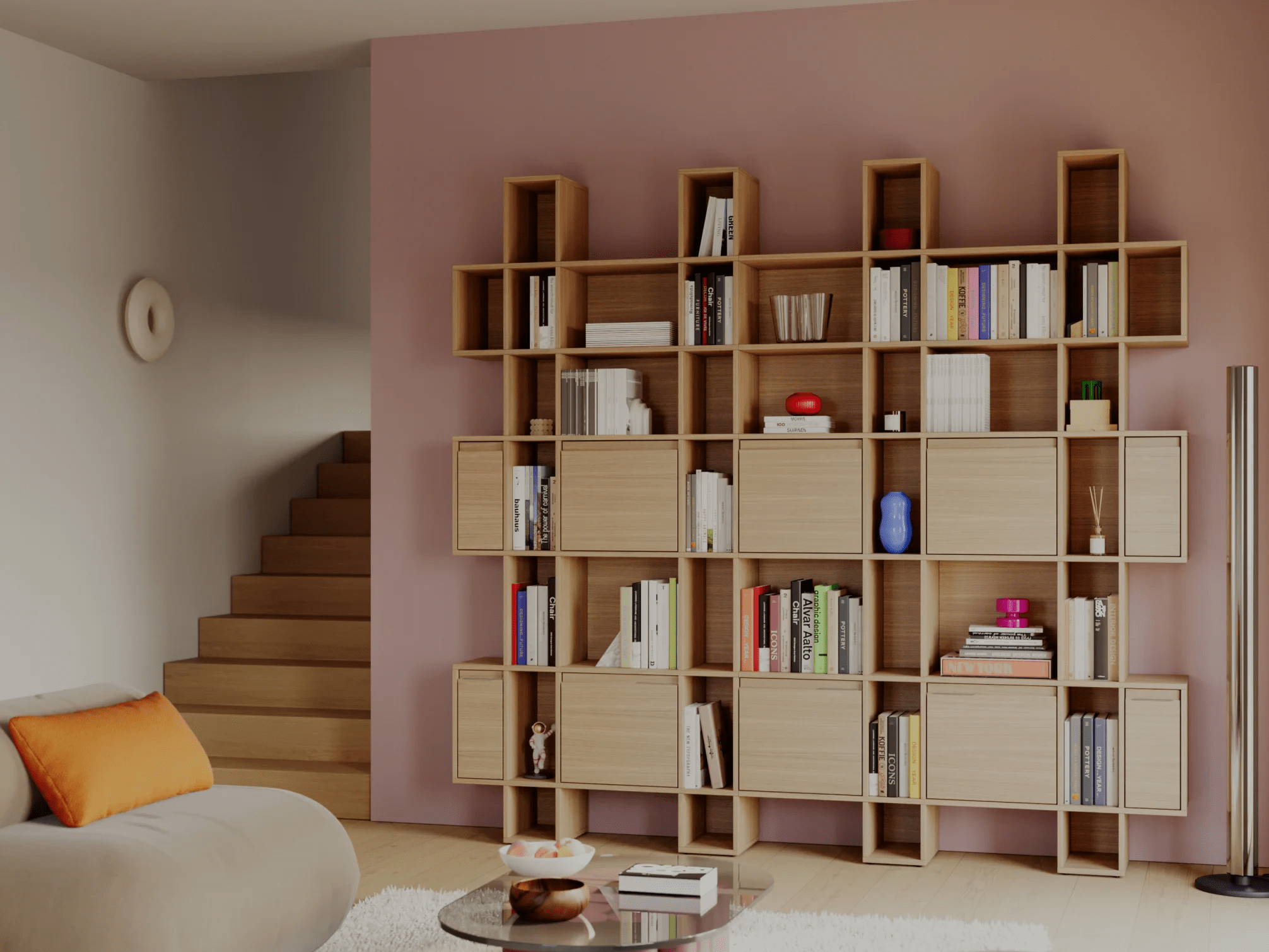 Bookcase in Oak with Drawers 1