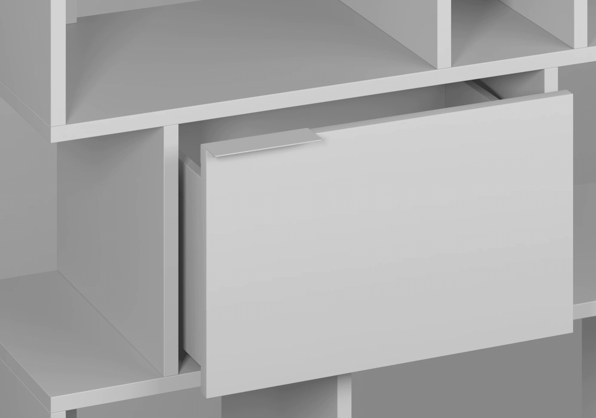 Bookcase in Grey with Drawers 7