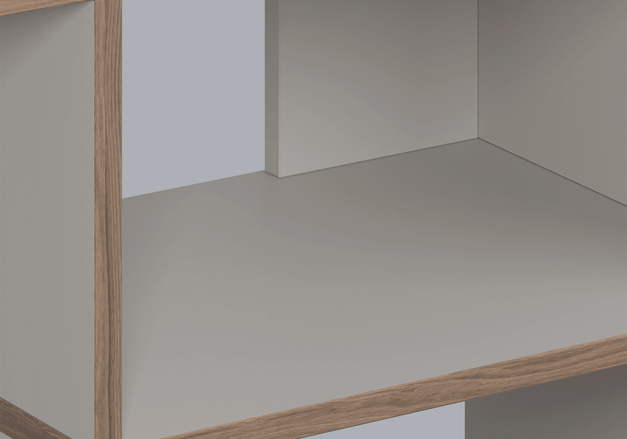 Bookcase in Stone Grey and Walnut with Backpanels 6