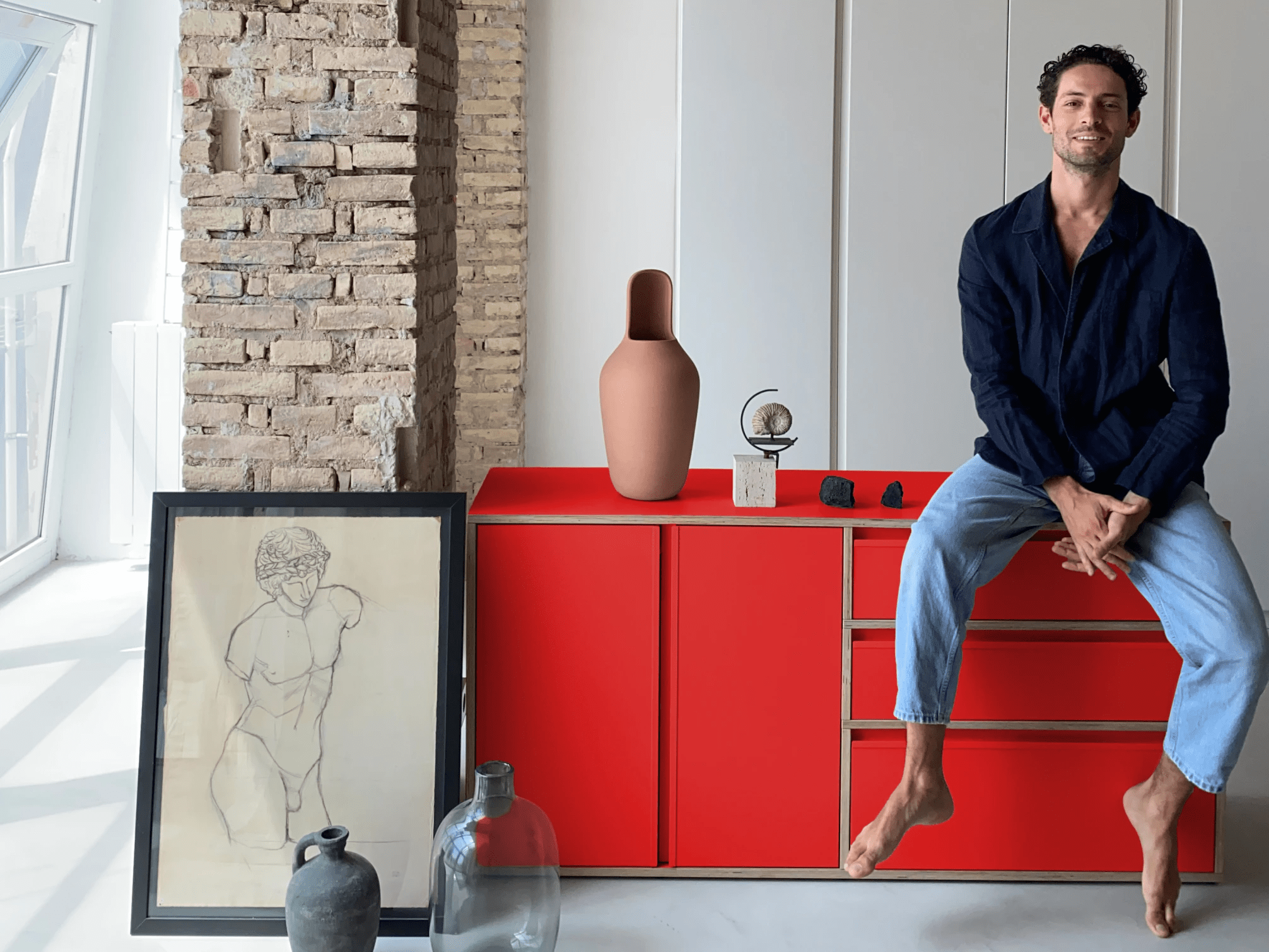 Chest Of Drawers in Red with Backpanels 1