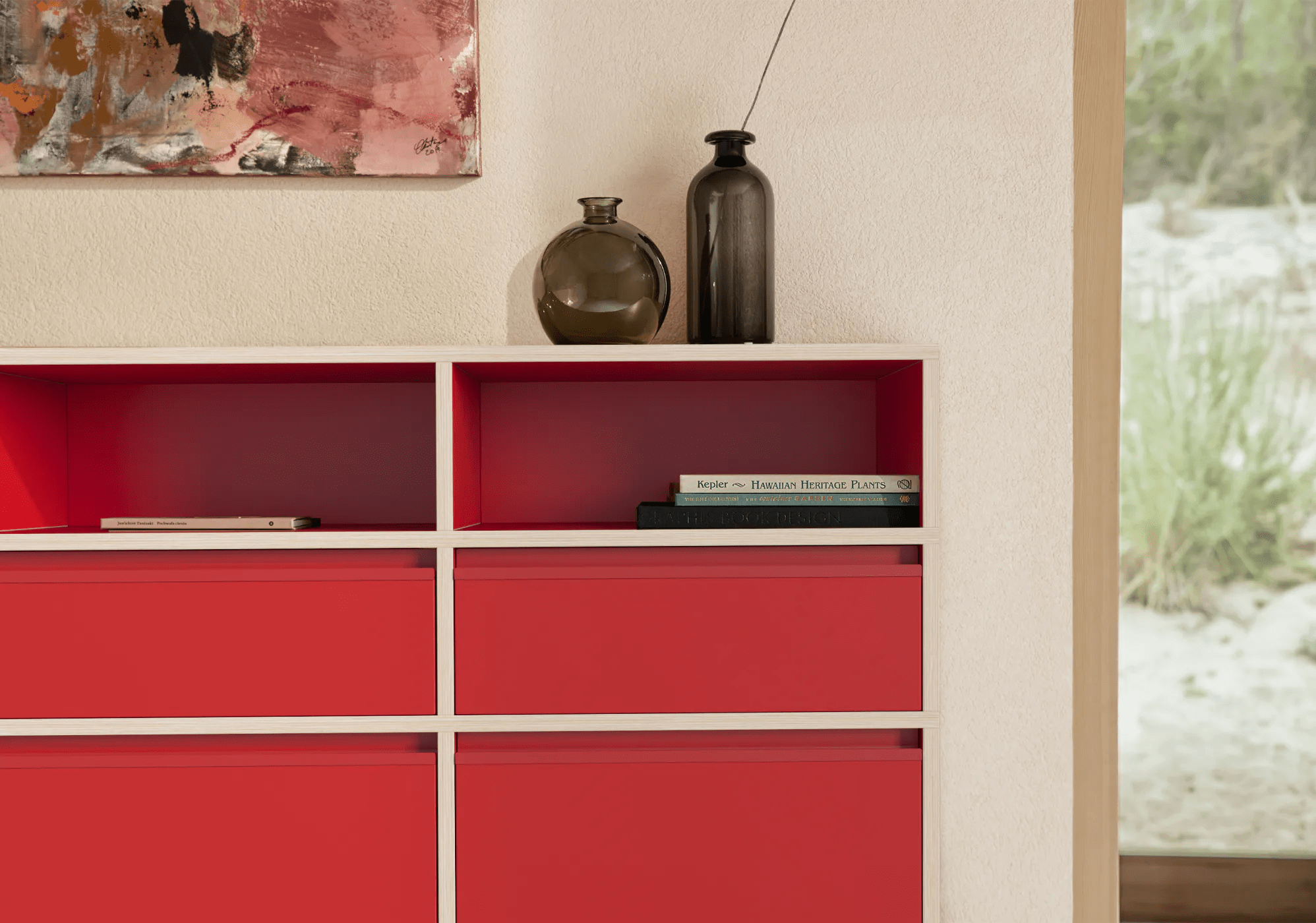 Chest Of Drawers in Red with Backpanels 2