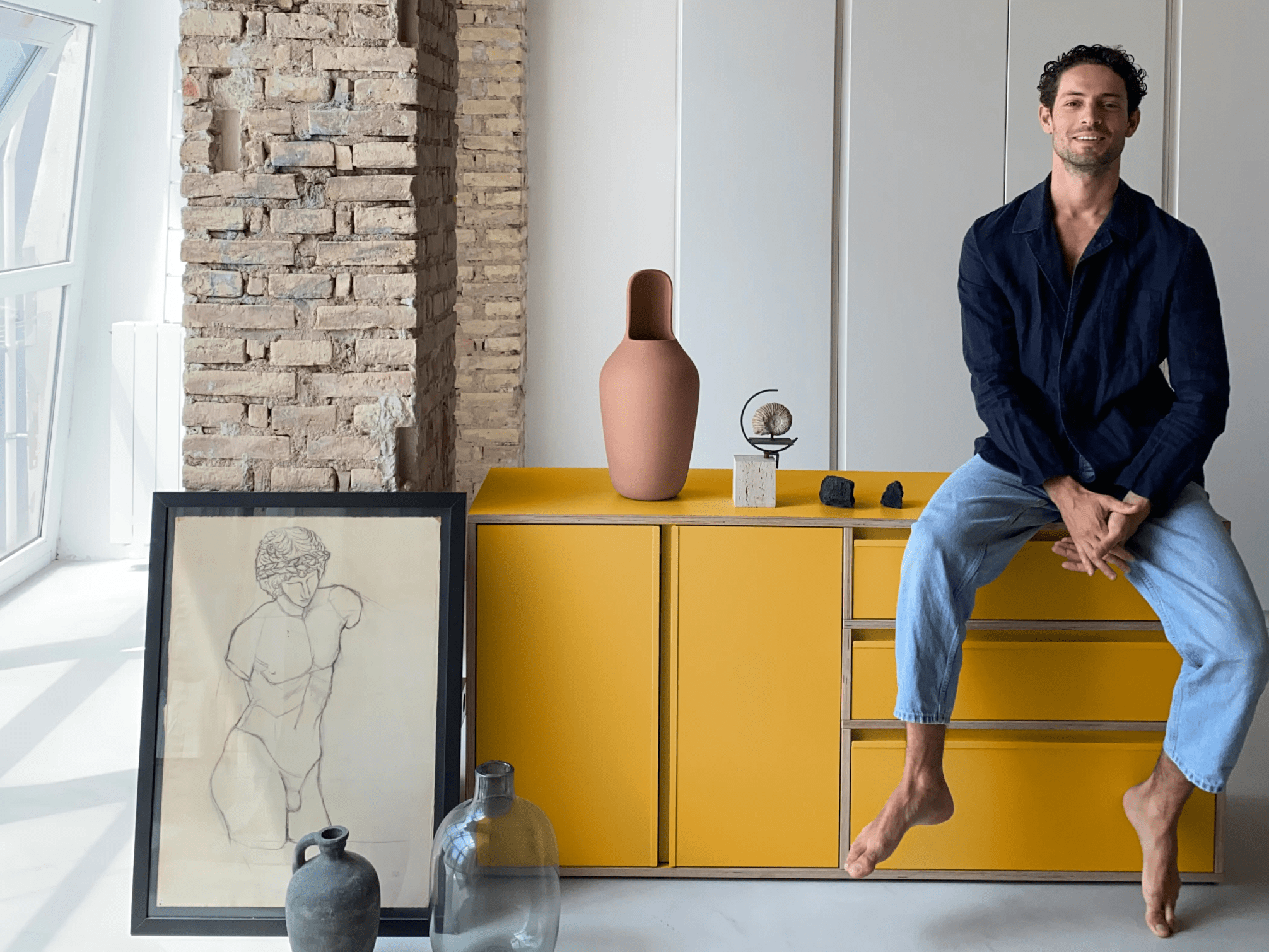 Chest Of Drawers in Yellow with Plinth 1