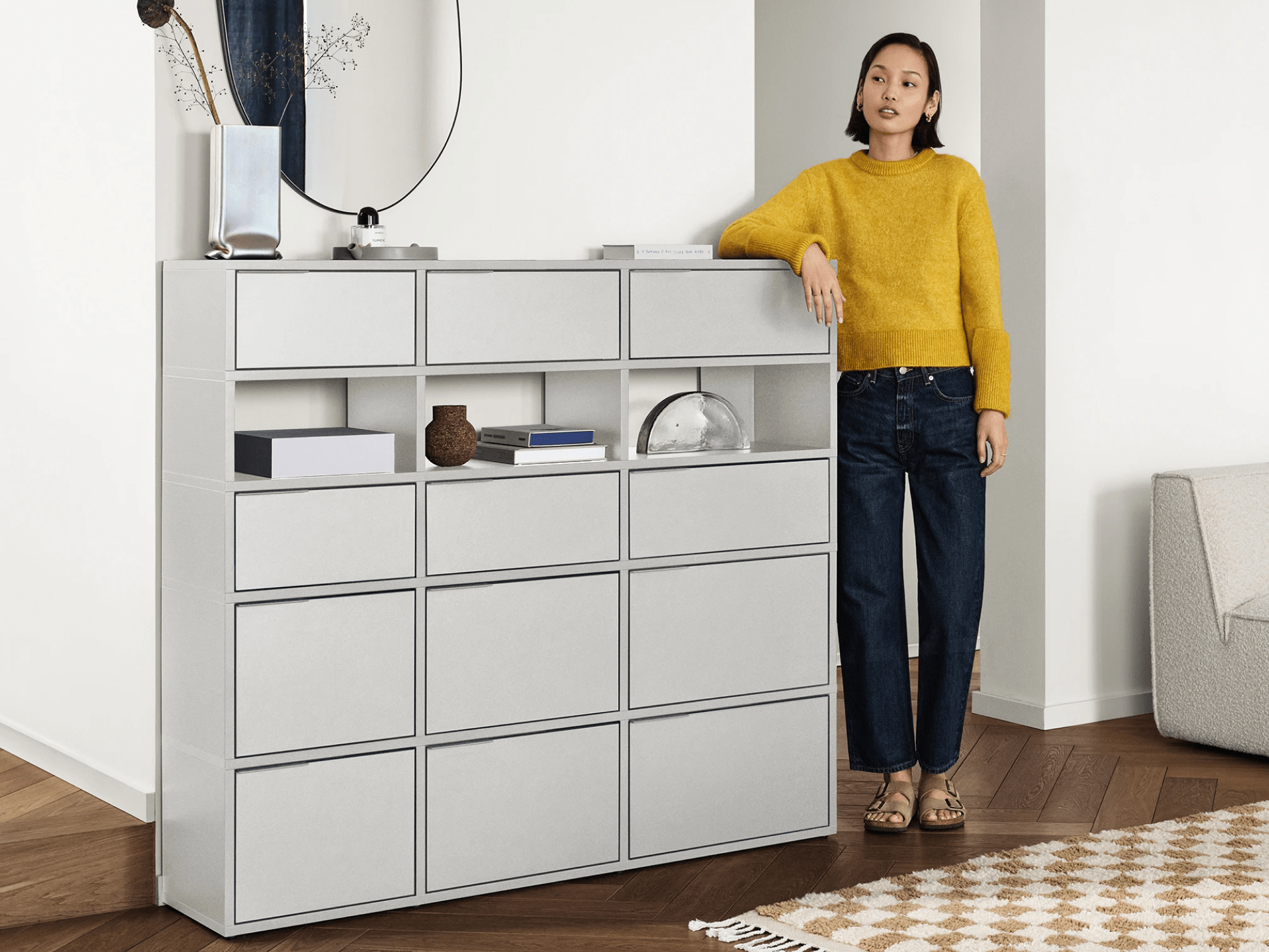 Chest Of Drawers in Grey with Doors and Backpanels 1