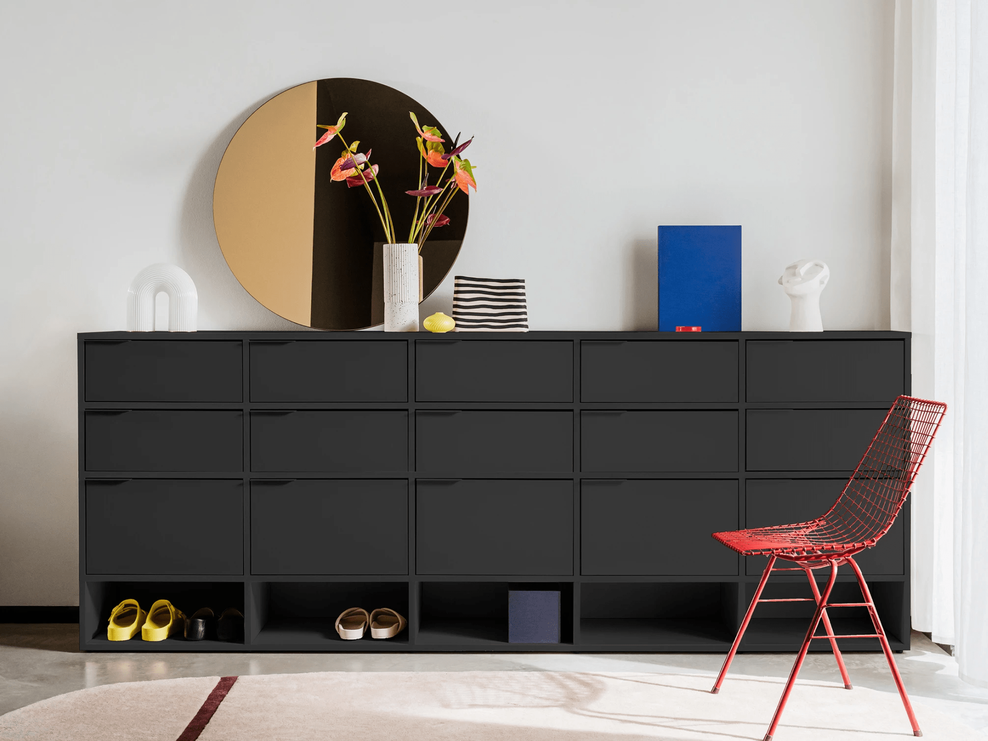 Chest Of Drawers in Black with Doors and Backpanels 2