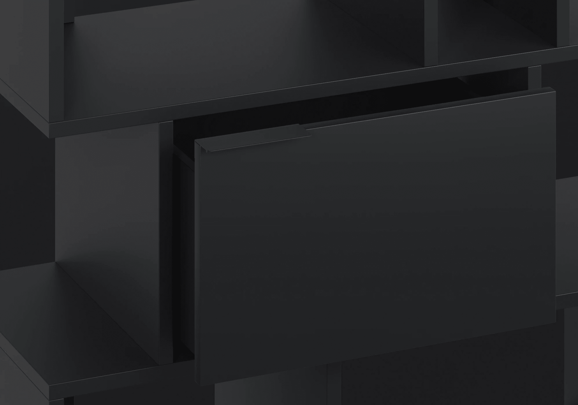 Mała czarna komoda z szufladami z 2 szufladami z drzwiami, panelami tylnymi oraz nóżkami - 93x43x40cm 7
