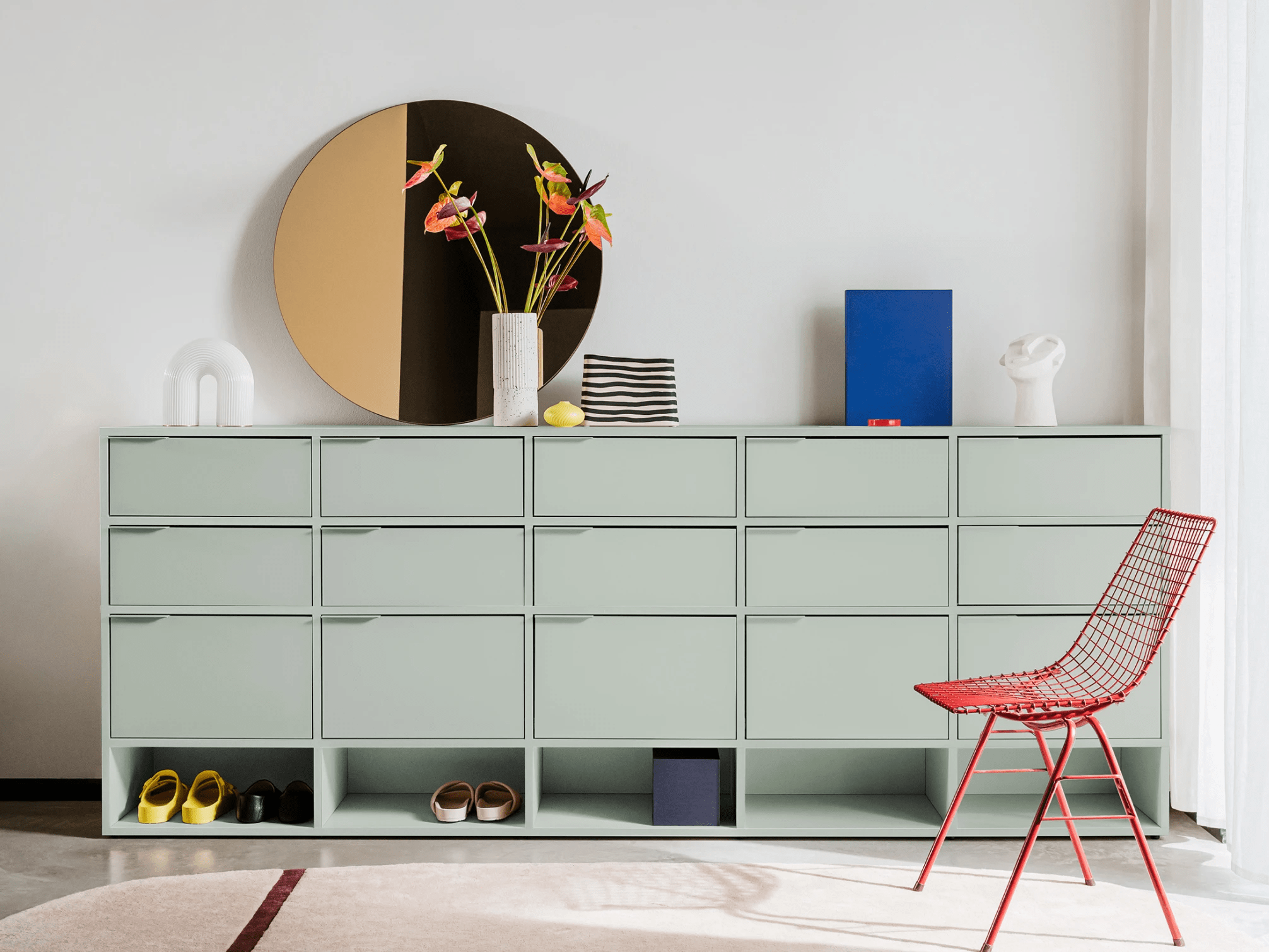 Chest Of Drawers in Green with Backpanels and Legs 2