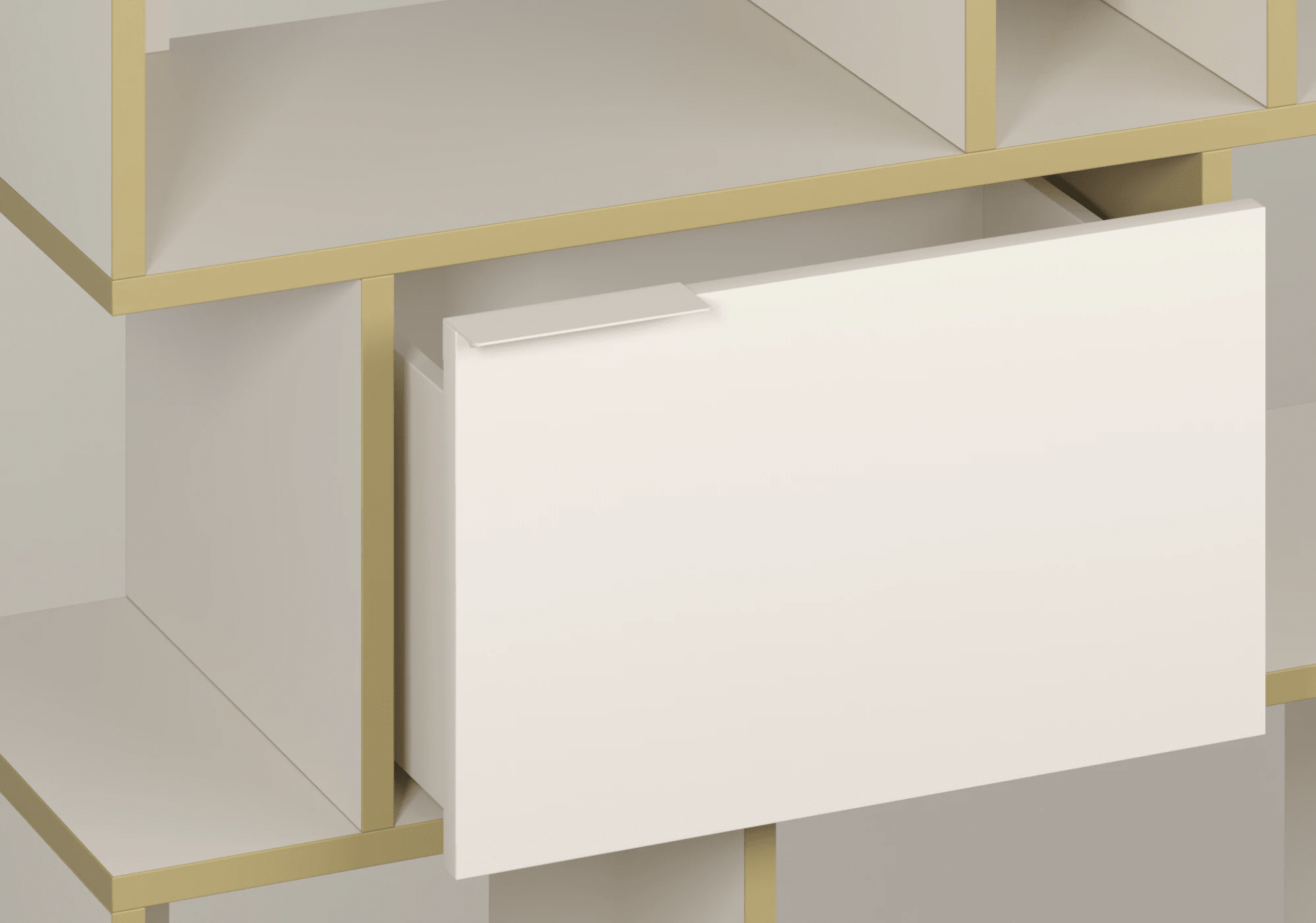 Głęboka beżowa+musztardowa komoda z szufladami z 4 szufladami z panelami tylnymi oraz nóżkami - 75x103x40cm 7
