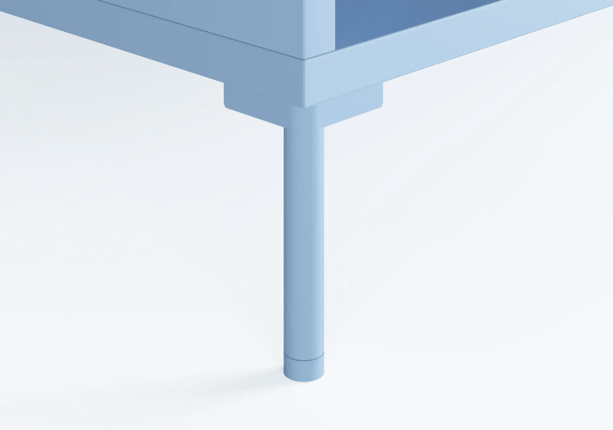 Petite 2-tiroirs Commode en Bleu Ciel avec Portes, Panneaux Arriere et Pieds - 93x43x40cm 8