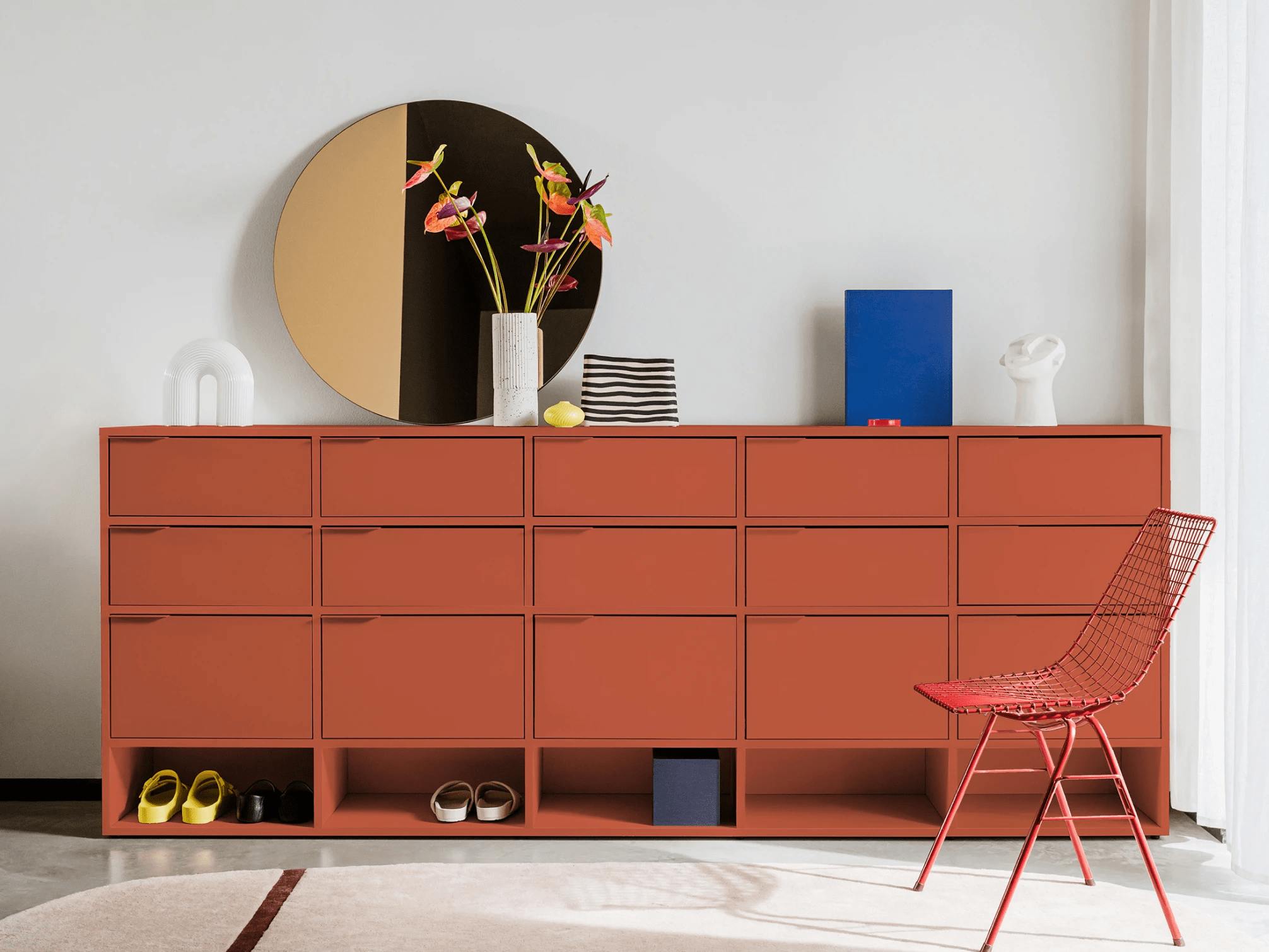 Chest Of Drawers in Terracota with Doors and Backpanels 2