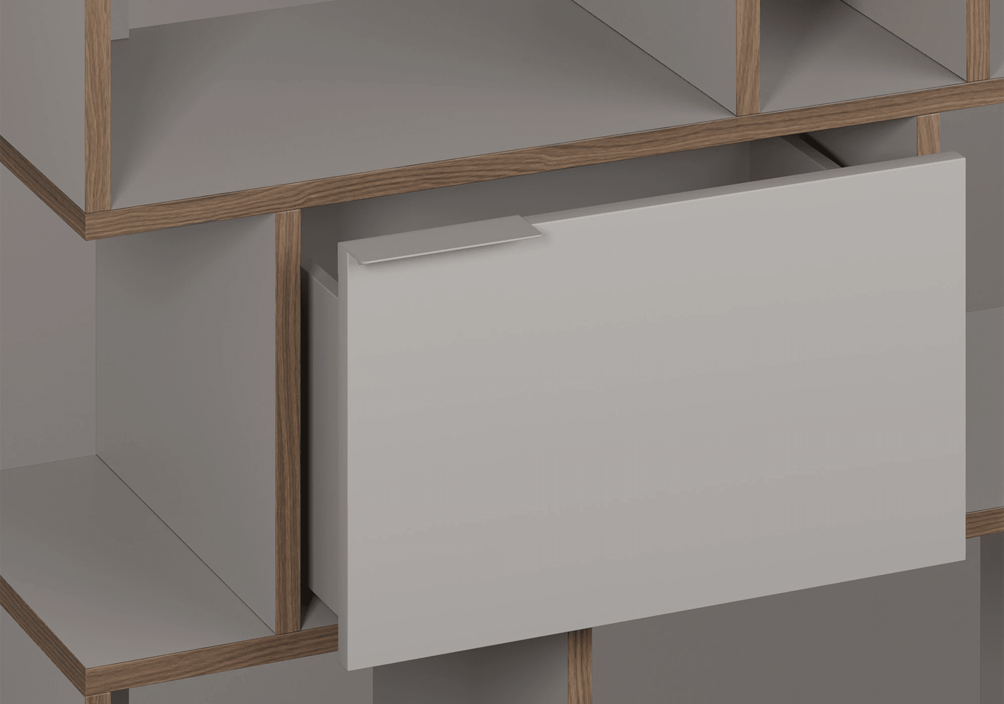 8-tiroirs Commode en Gris Pierre + Placage Noyer - 153x103x32cm 7