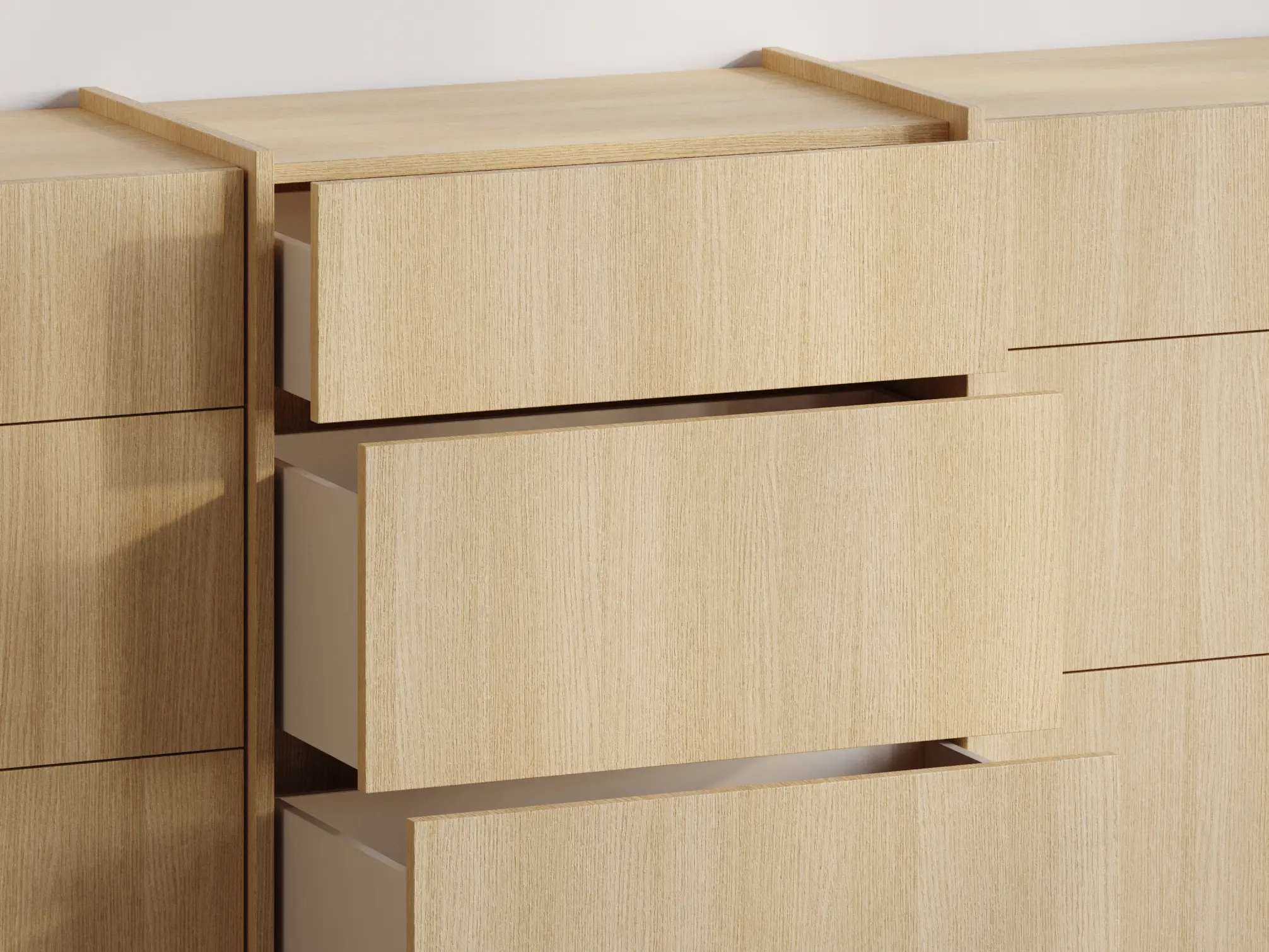 Low Light Wood Effect 5-drawers Chest Of Drawers with External Drawers - 150x67x45cm 7