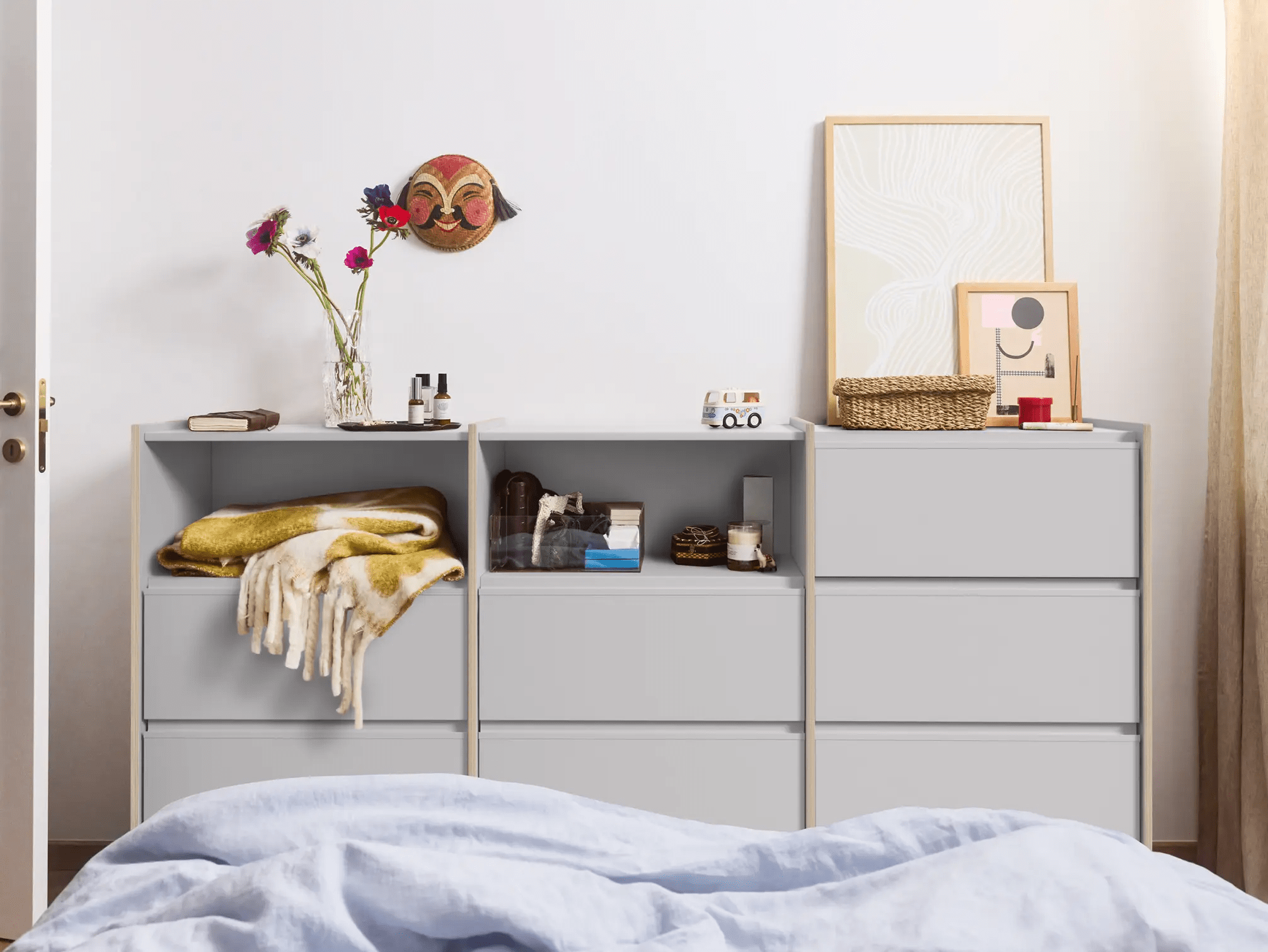 Chest Of Drawers in Grey with External Drawers 2