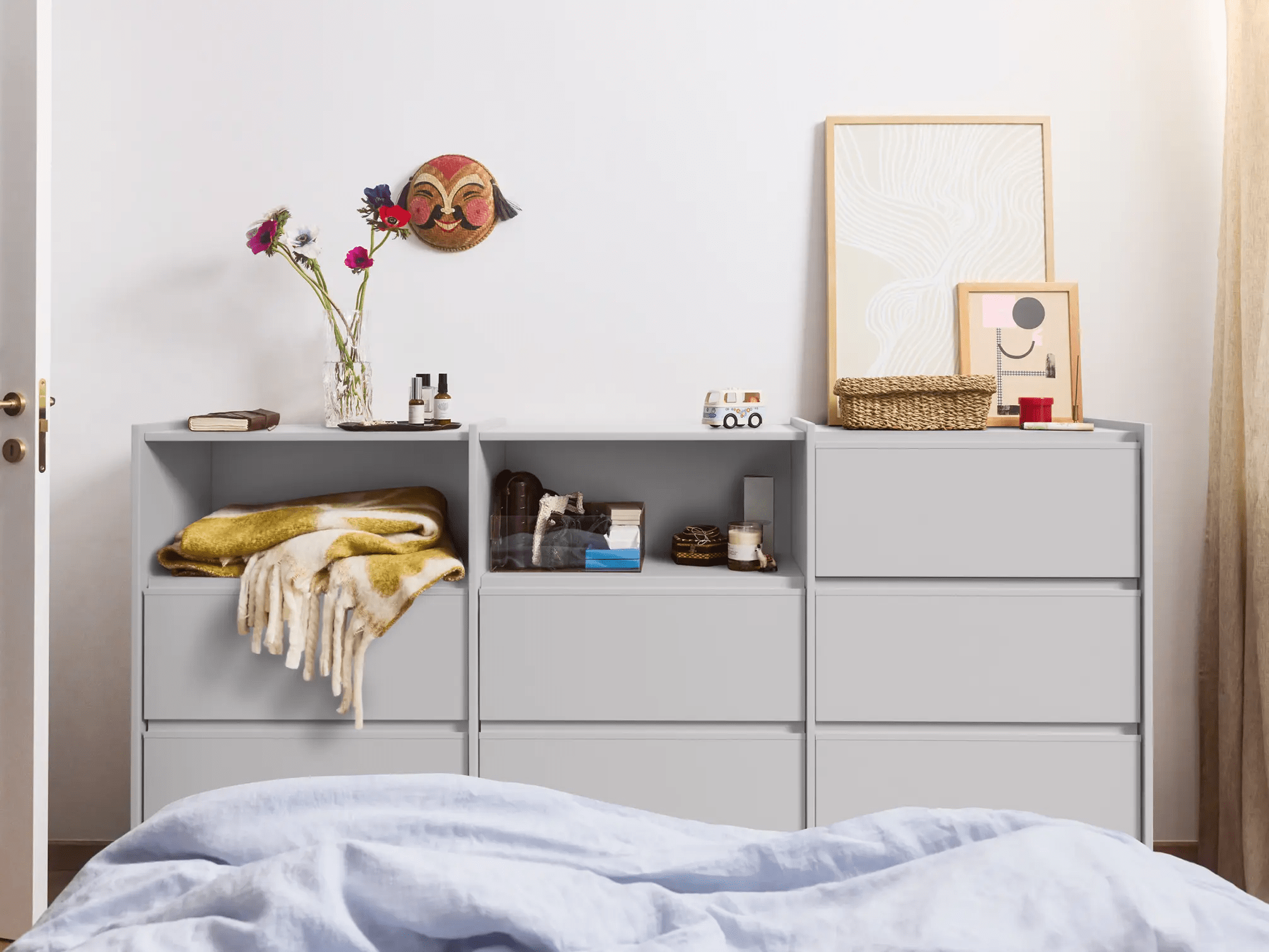 Commode en Gris avec Tiroirs Externes 2