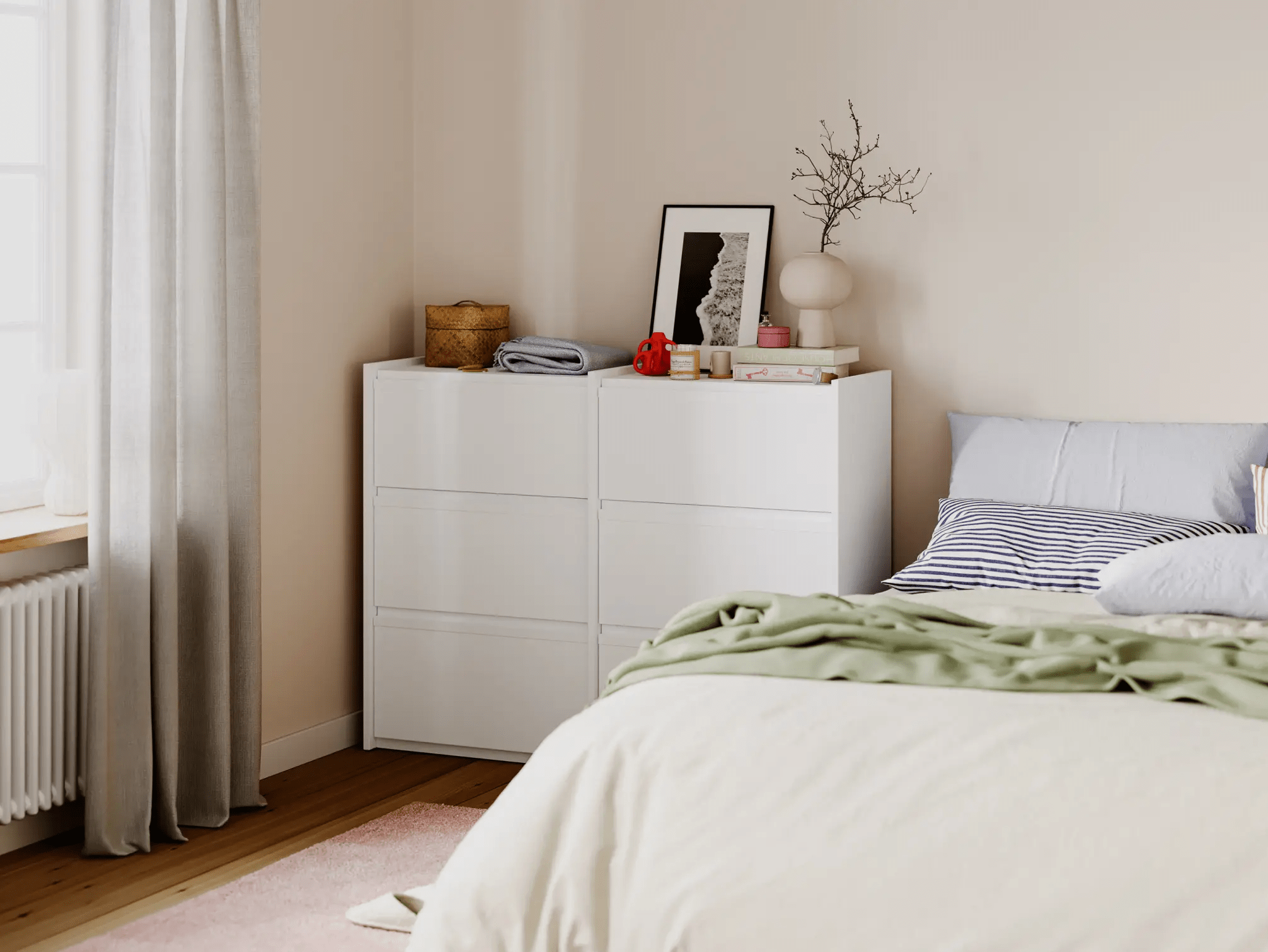 Commode en Blanc avec Tiroirs Externes 1