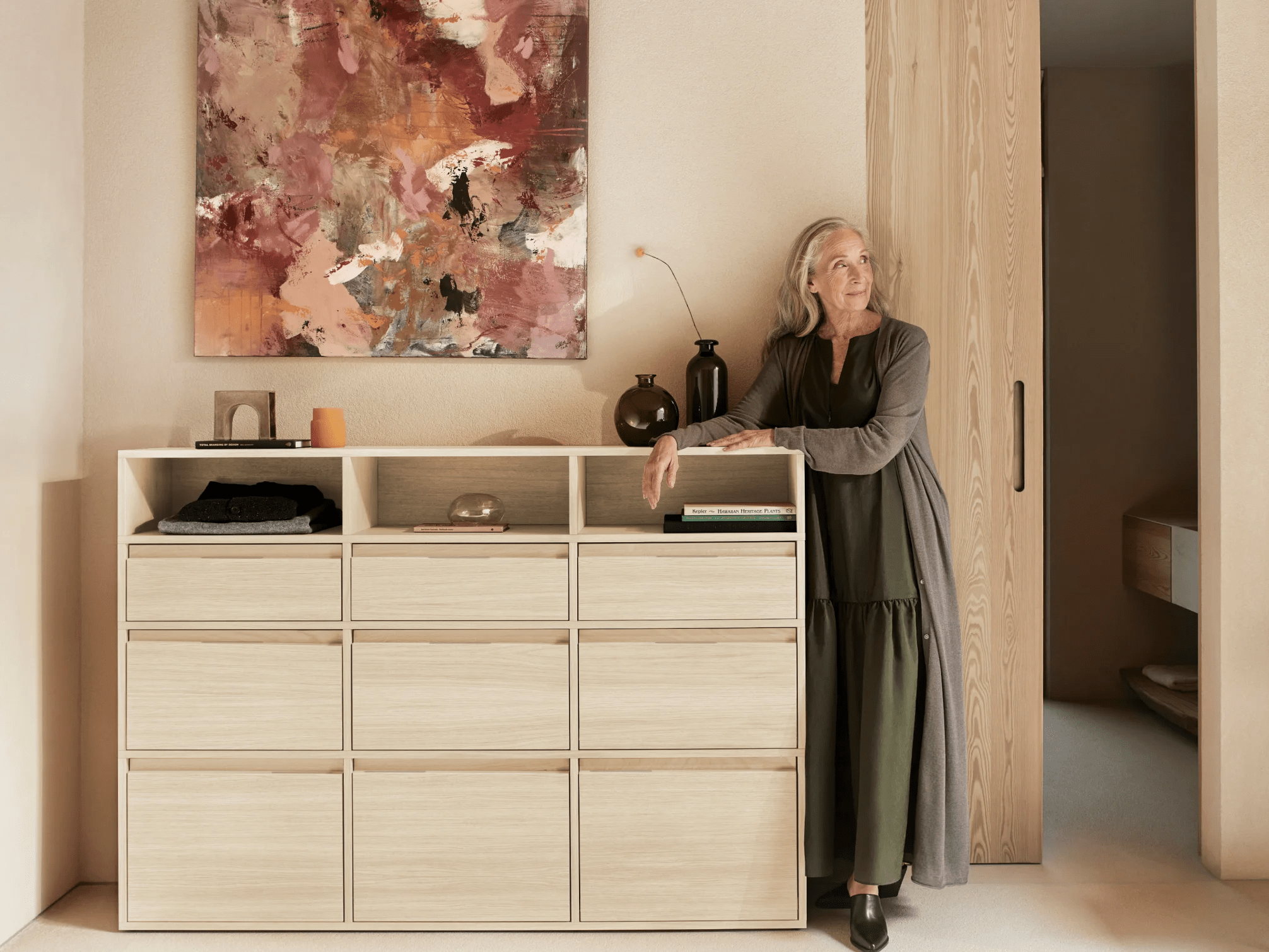 Chest Of Drawers in White Oak with Doors and Backpanels 1