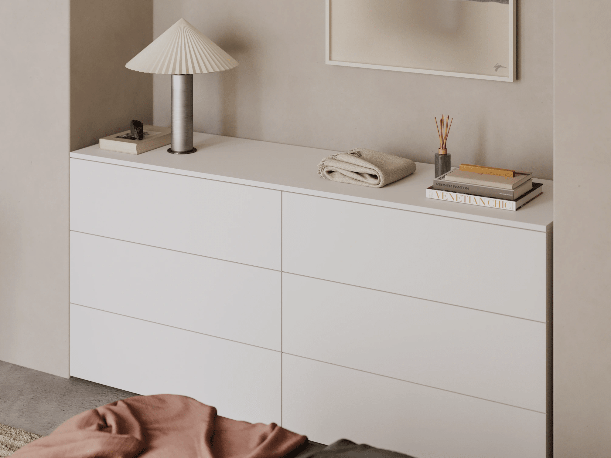 Commode en Blanc avec Tiroirs Externes 2