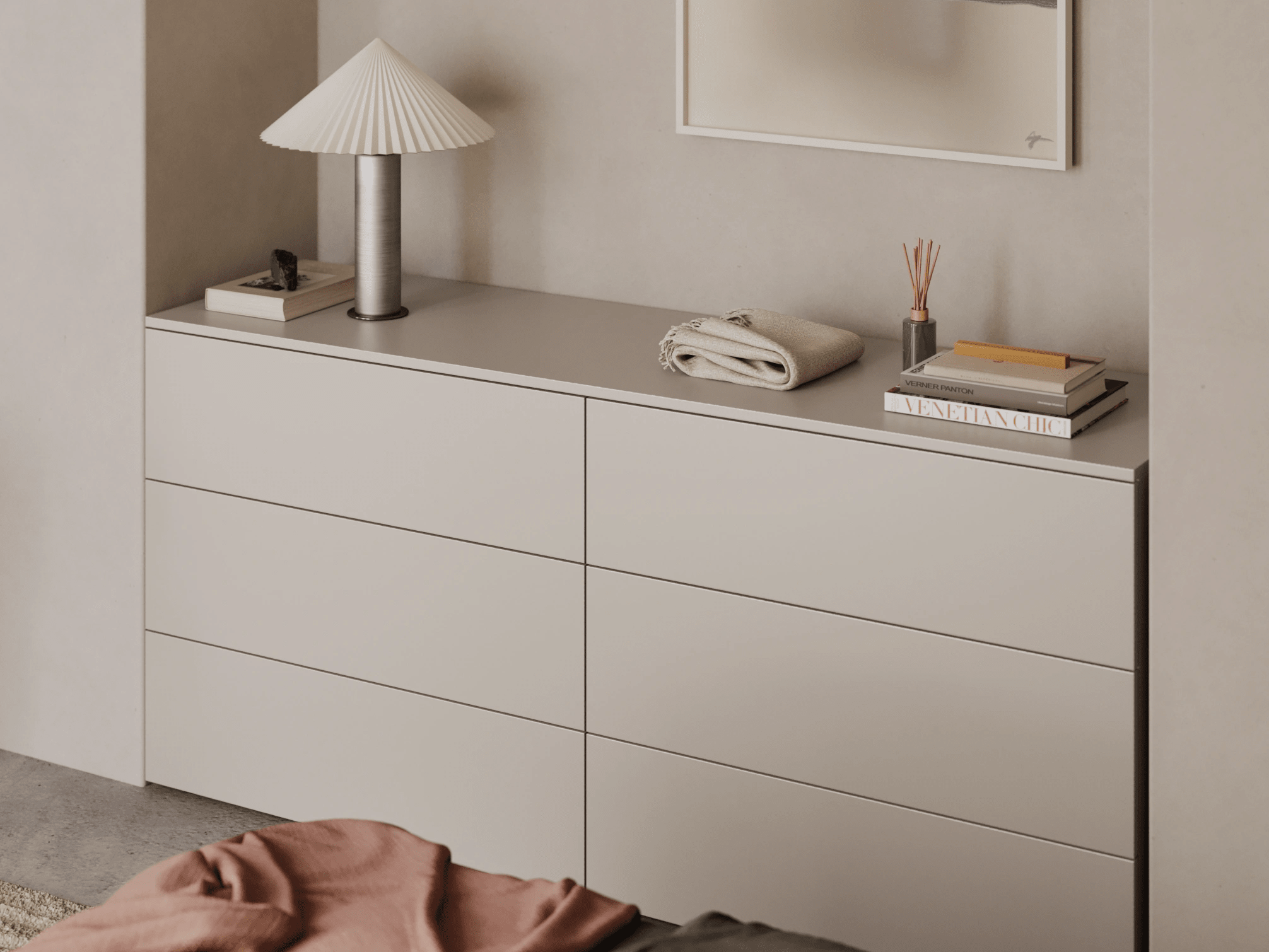 Chest Of Drawers in Beige with External Drawers 2