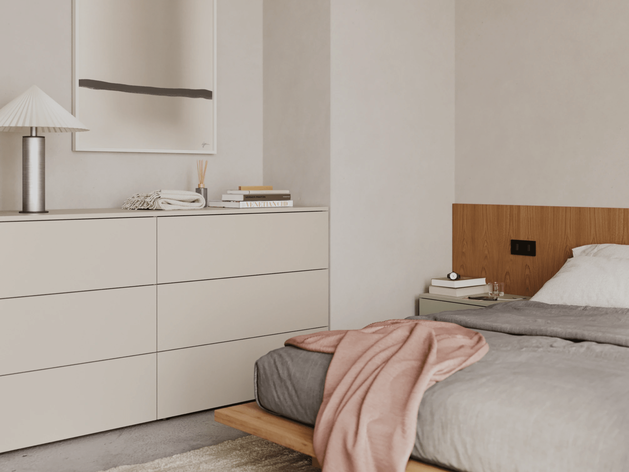 Chest Of Drawers in Beige with External Drawers 3