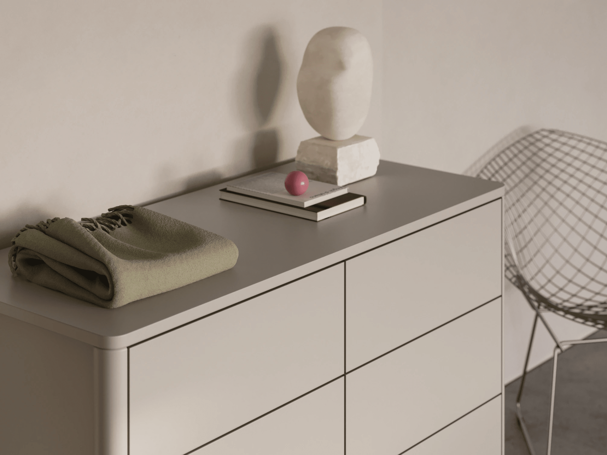 Commode en Crème avec Tiroirs Externes 3