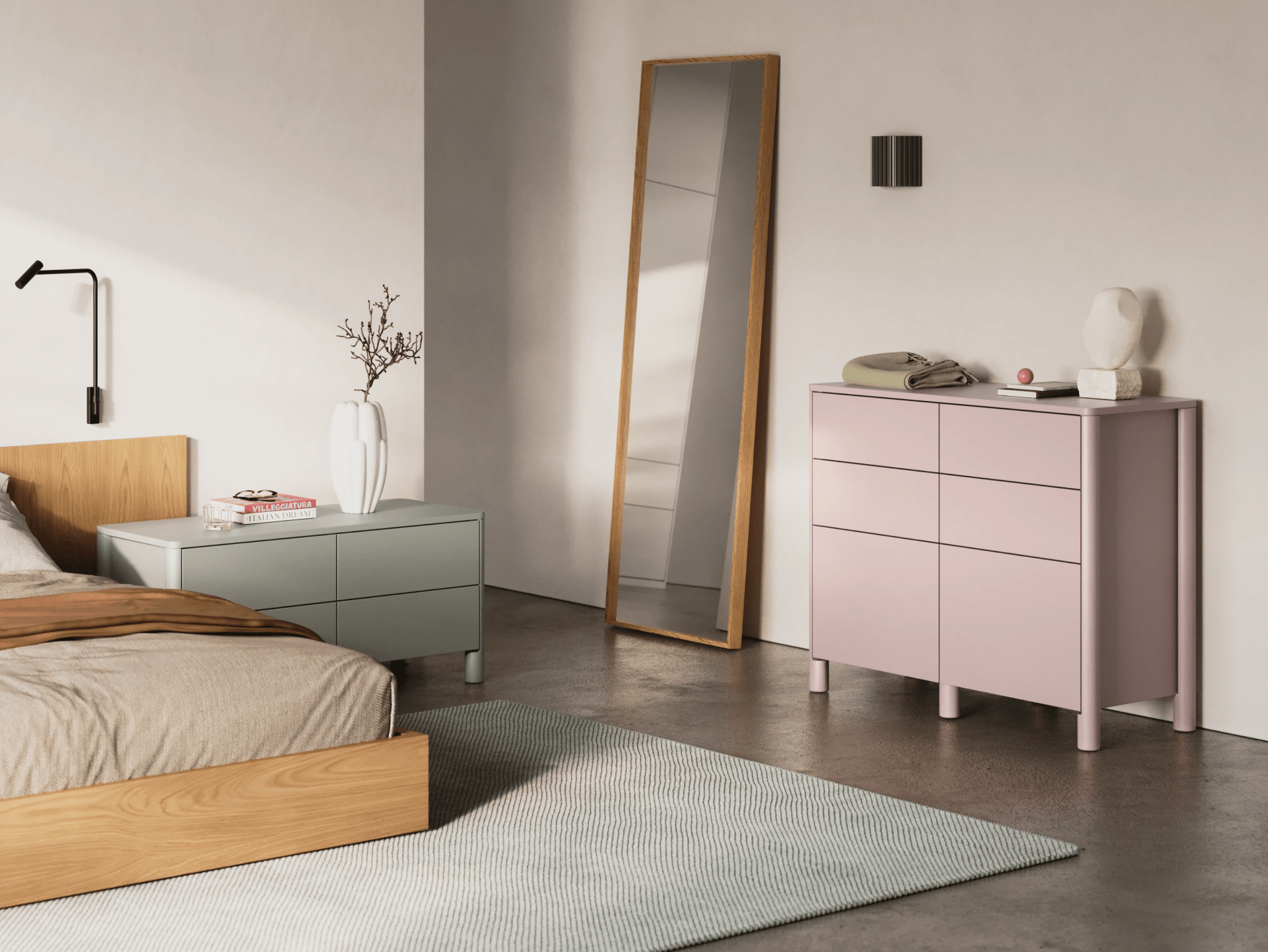 Commode en Rose avec Tiroirs Externes 1