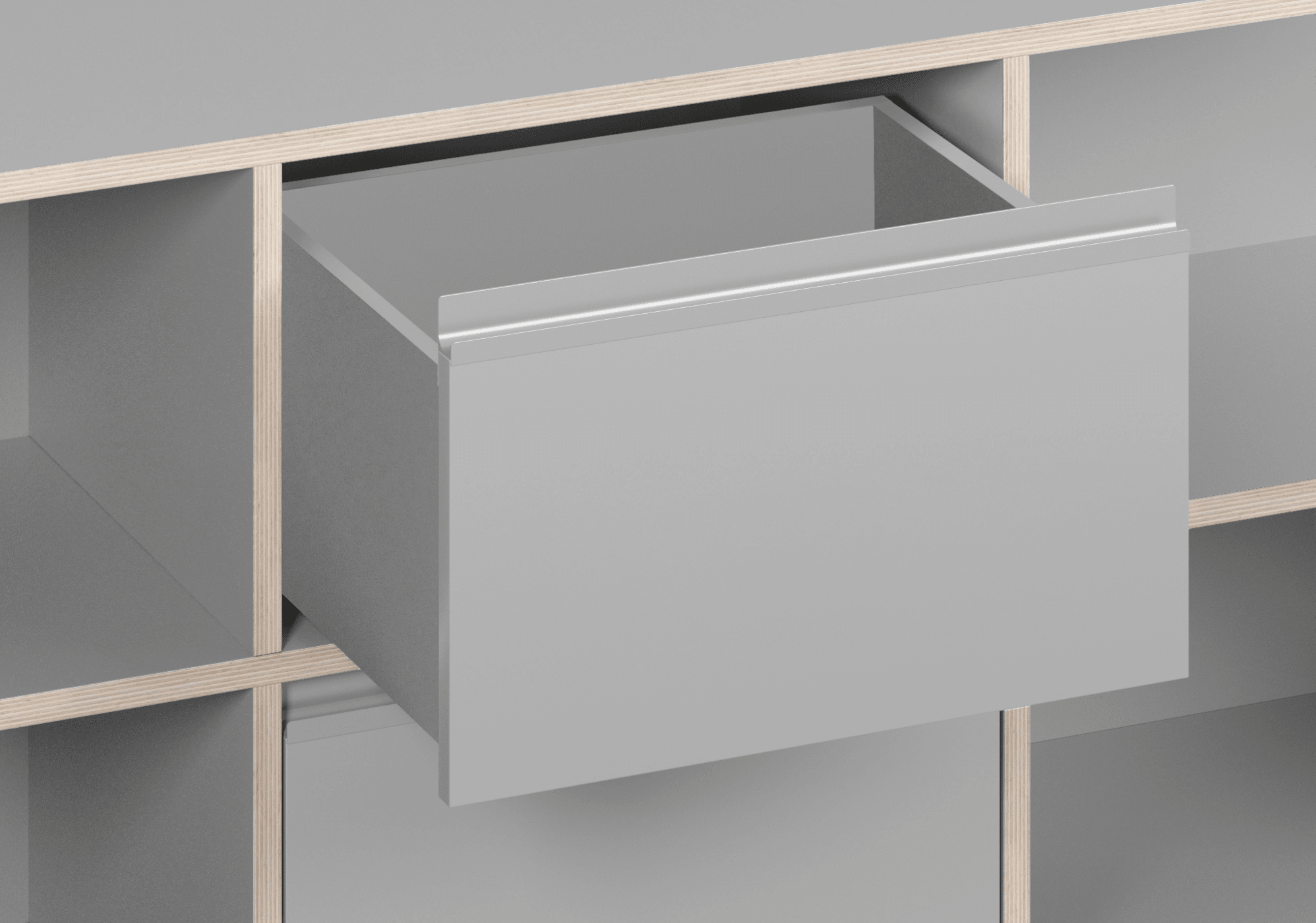 Bureau en Gris avec Portes et Tiroirs 7