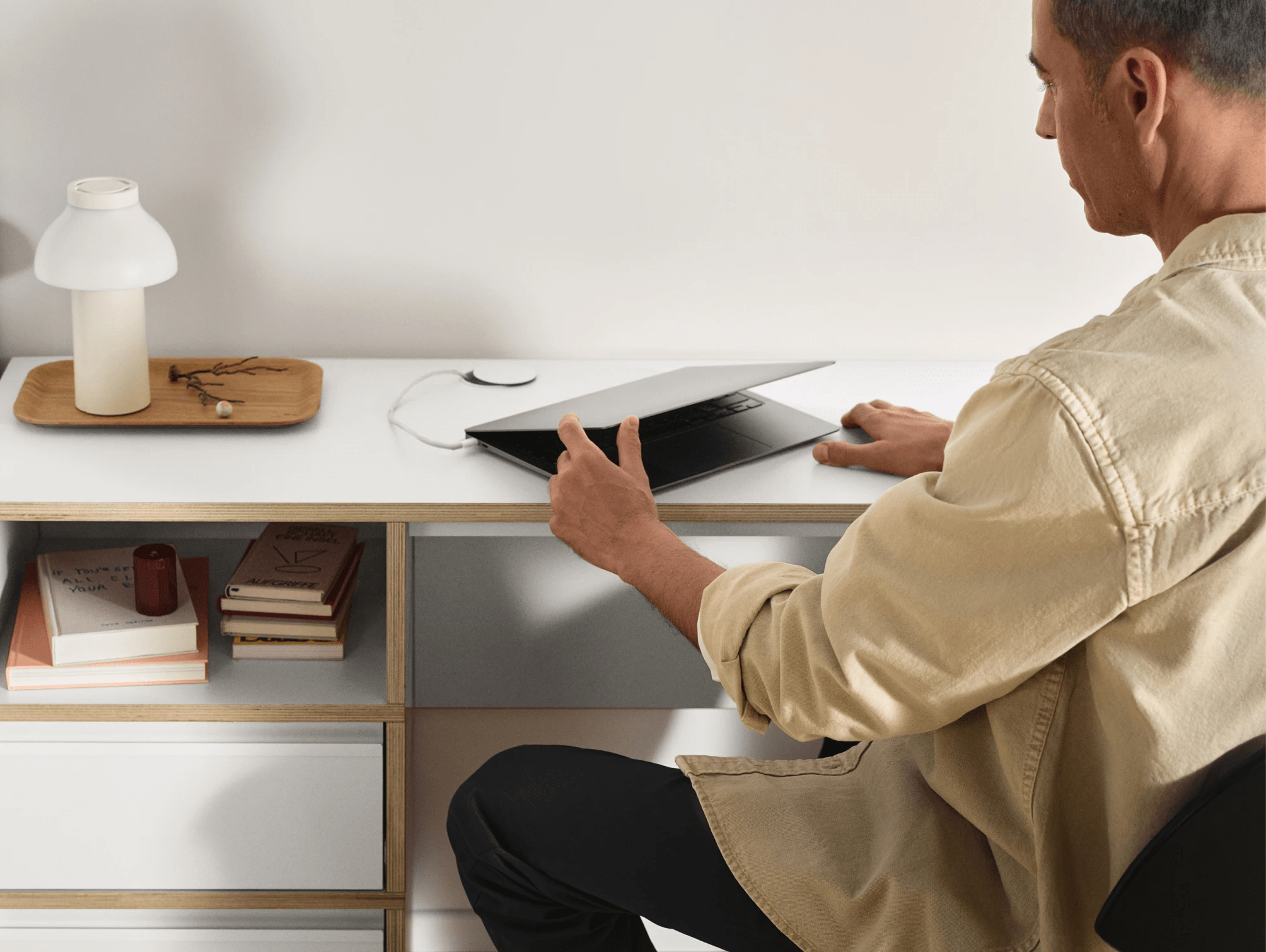 Desk in White with Doors and Drawers 2