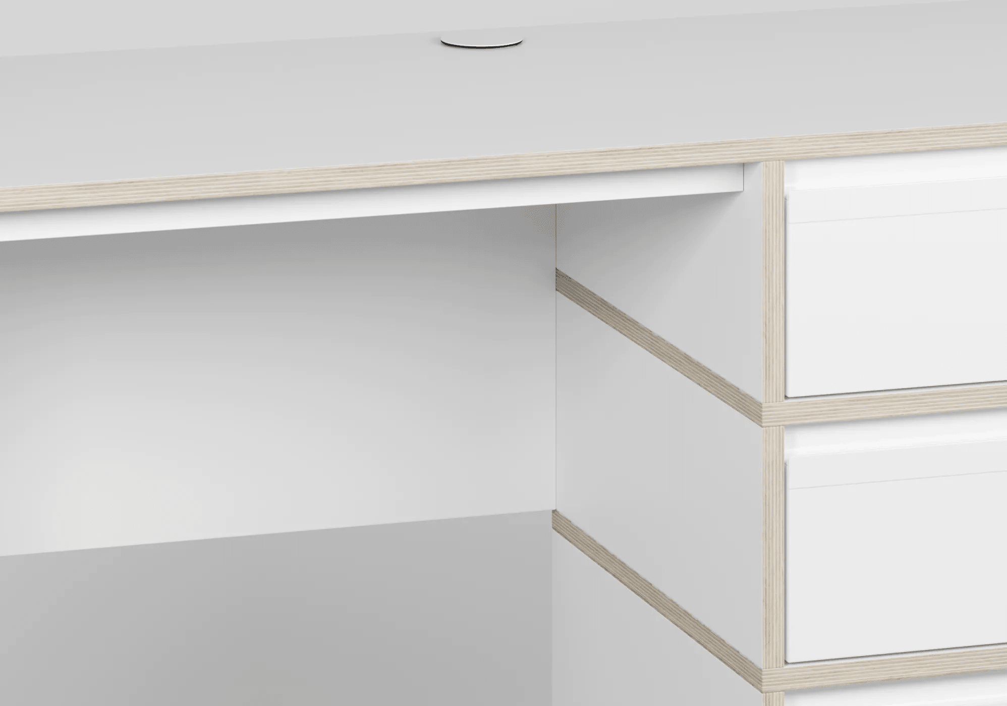 Bureau in Wit met Deuren en Laden 4