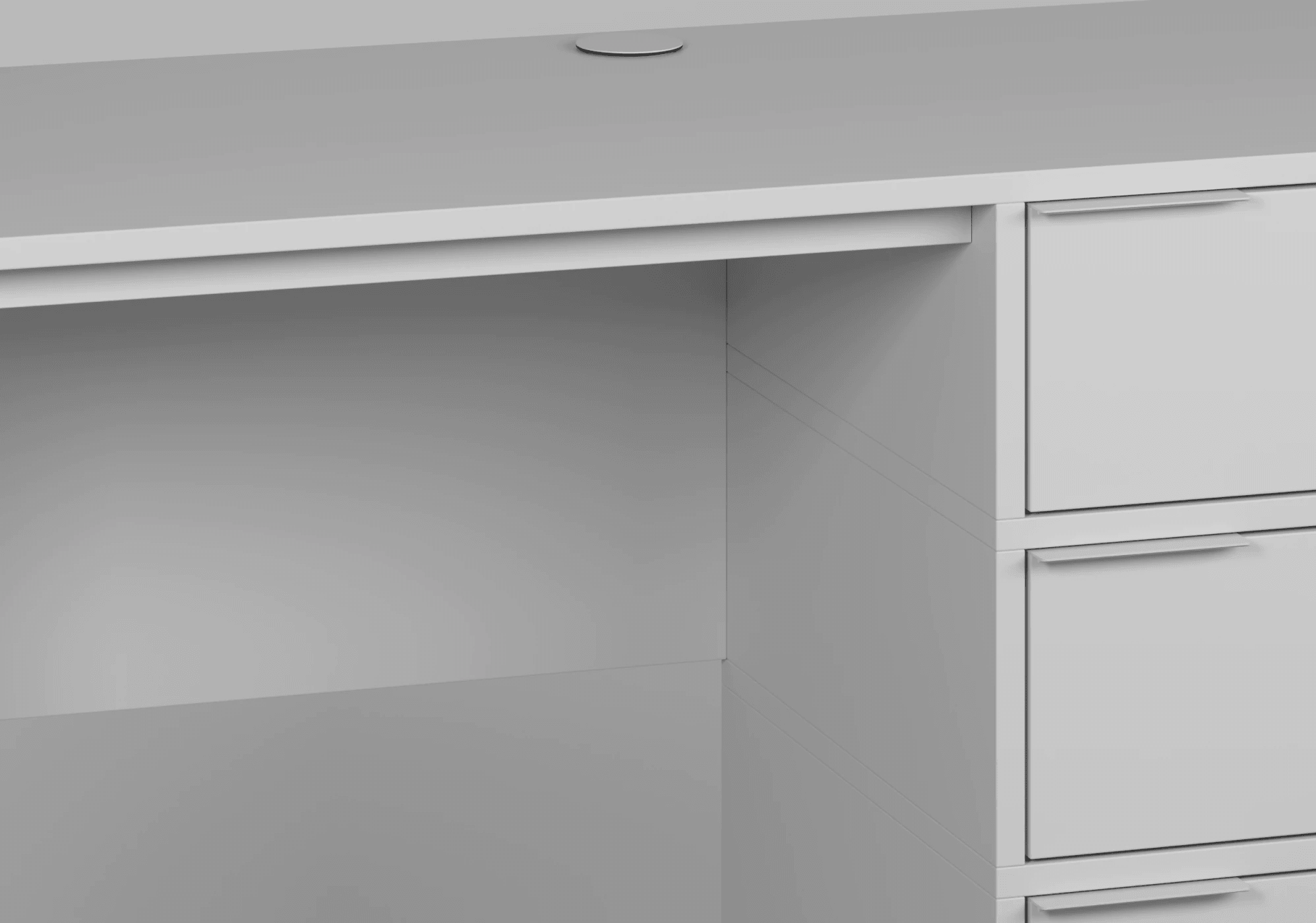 Bureau en Gris avec Portes et Tiroirs 5