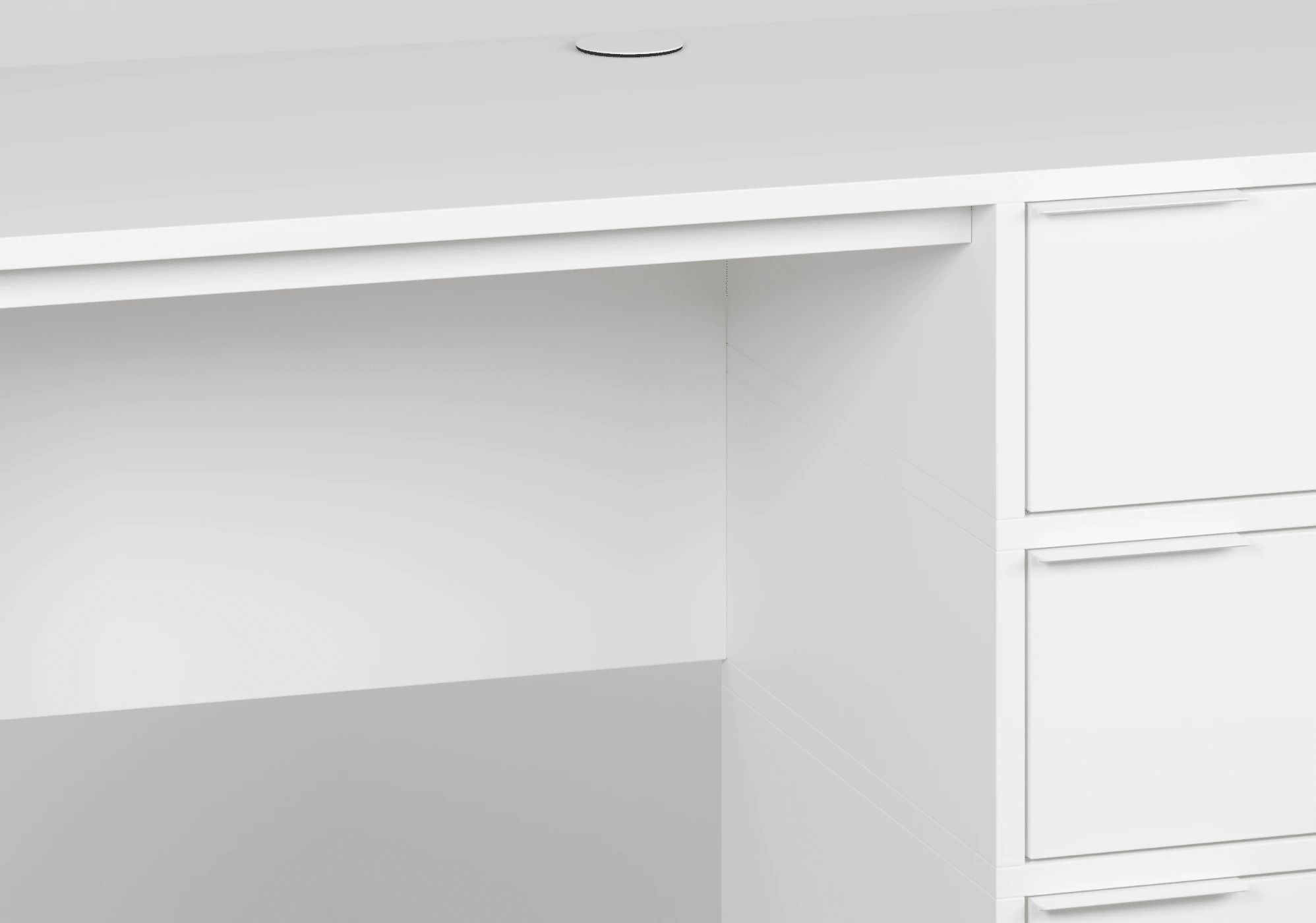 Desk in White with Drawers and Cable Management 5