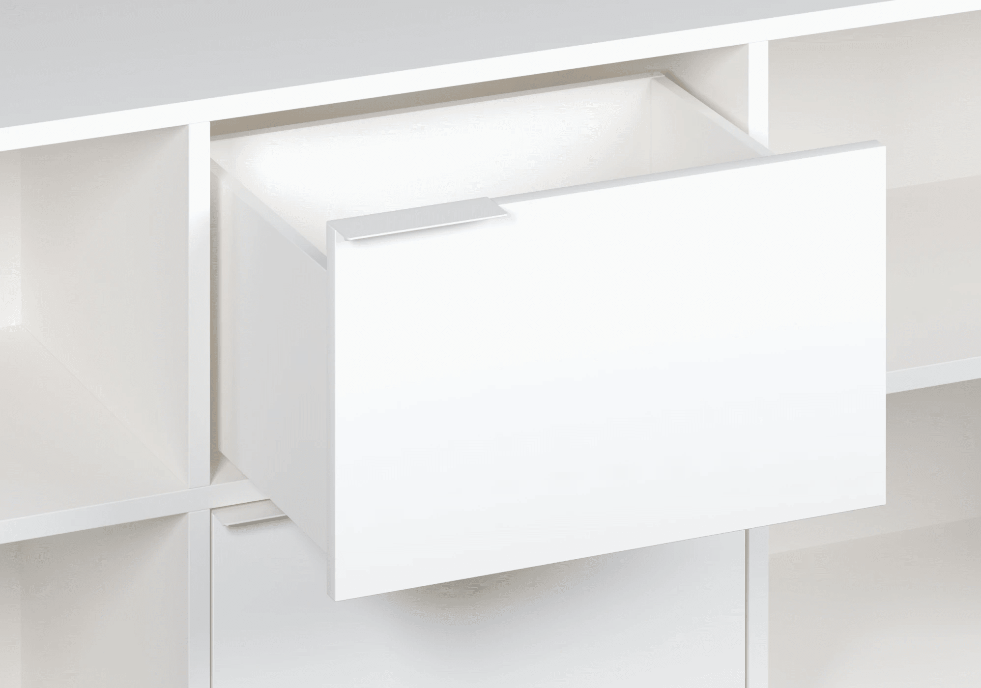 Desk in White with Doors and Drawers 7