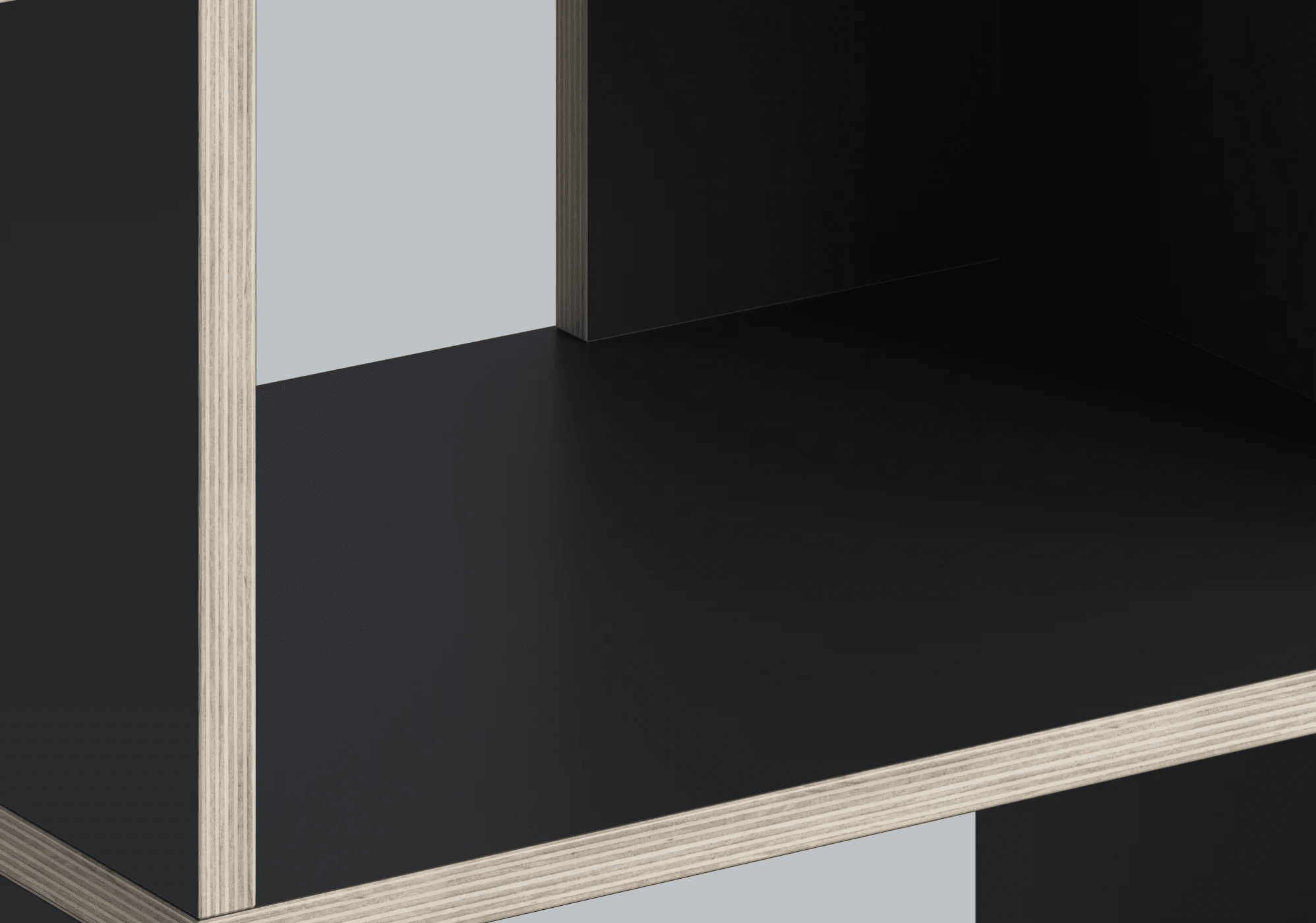 Stor Svart Plywood Skohylla med Dörrar, Lådor och Bakpaneler plywood - 390x63x32cm 7