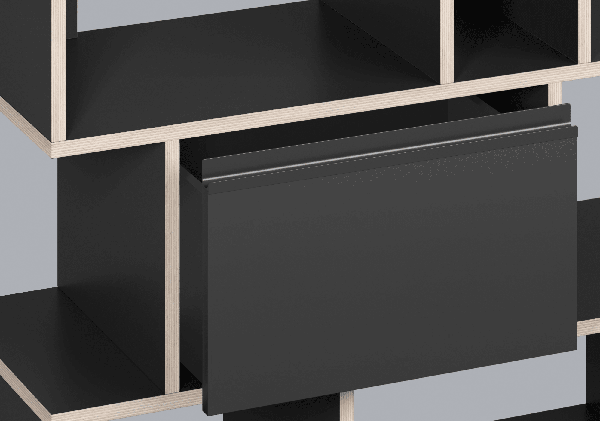 Large Black Plywood Shoe Rack with Doors, Drawers and Backpanels plywood - 390x63x32cm 8