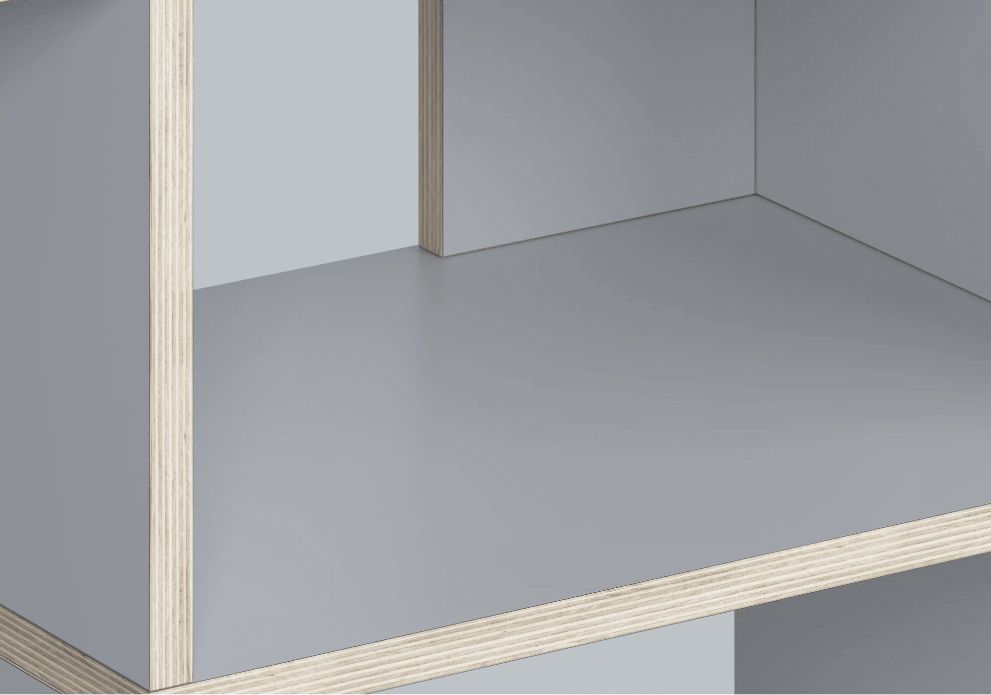 Låg Bred Grå Plywood Skohylla med Lådor och Bakpaneler plywood - 179x33x32cm 7