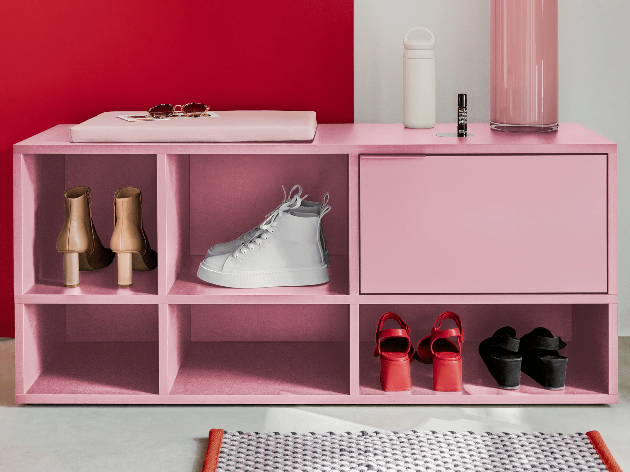 Meuble À Chaussures en Reisinger Pink avec Portes et Tiroirs 2