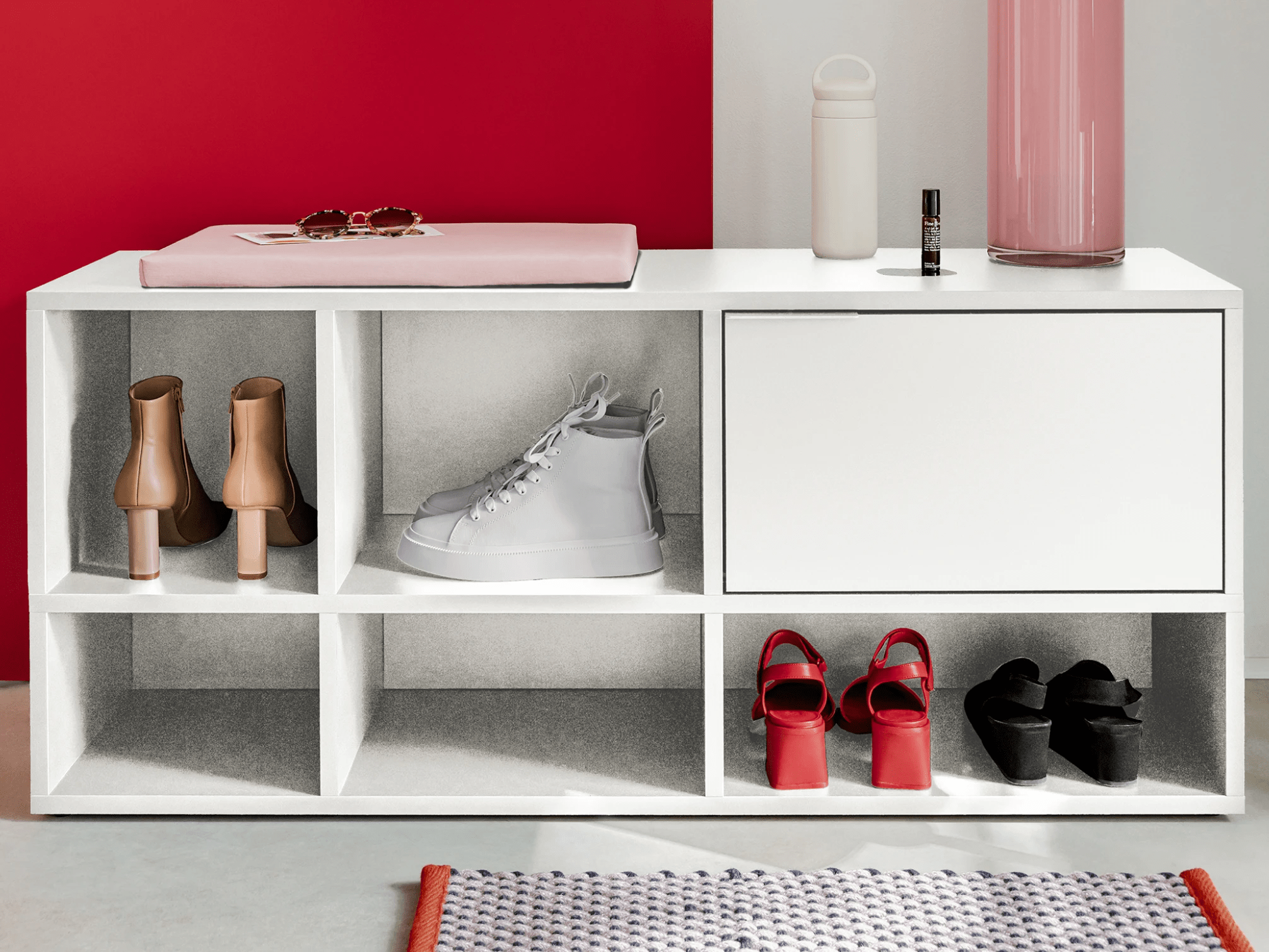 Shoe Rack in White with Drawers 2